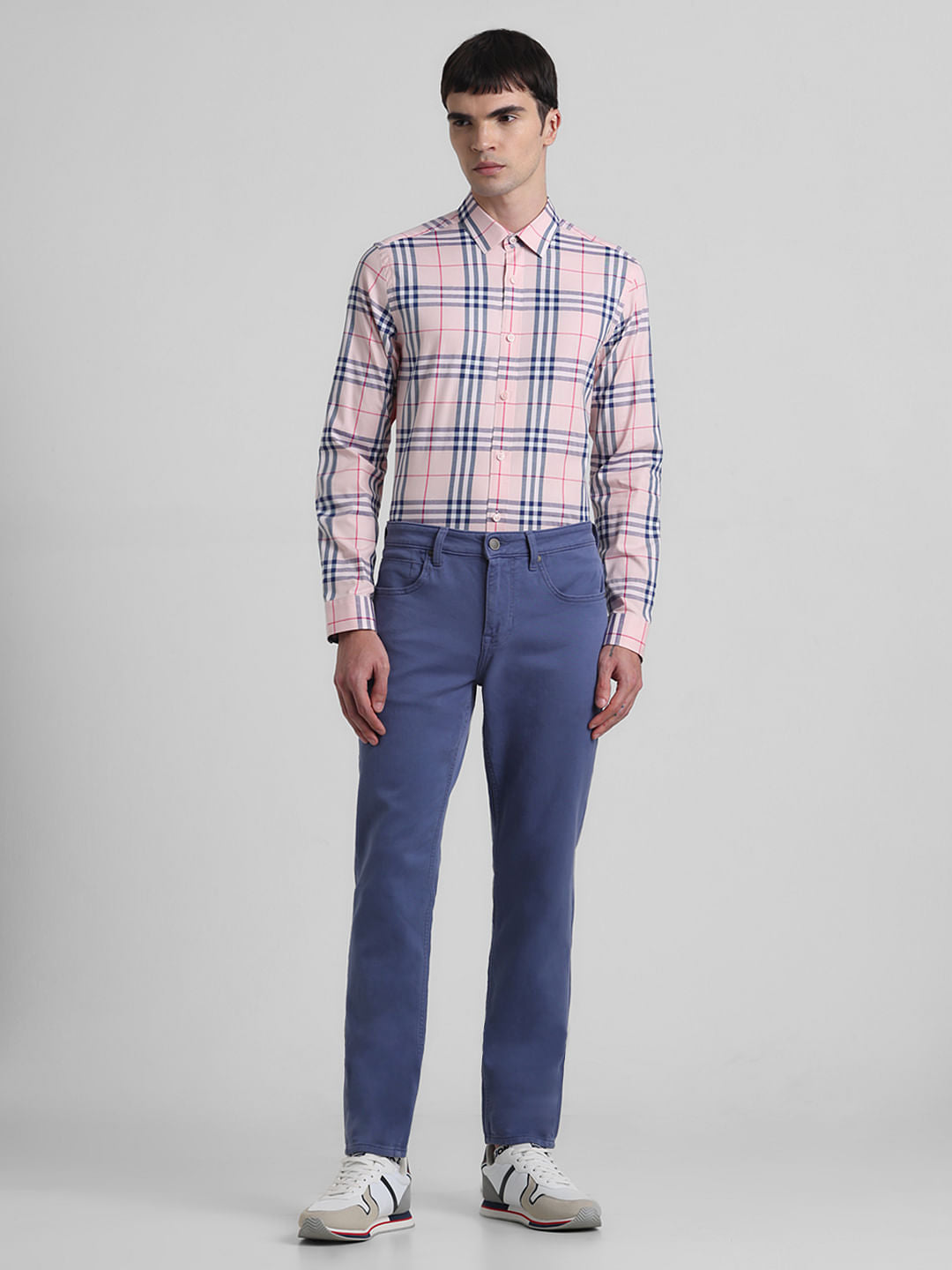 Pink Check Print Full Sleeves Shirt