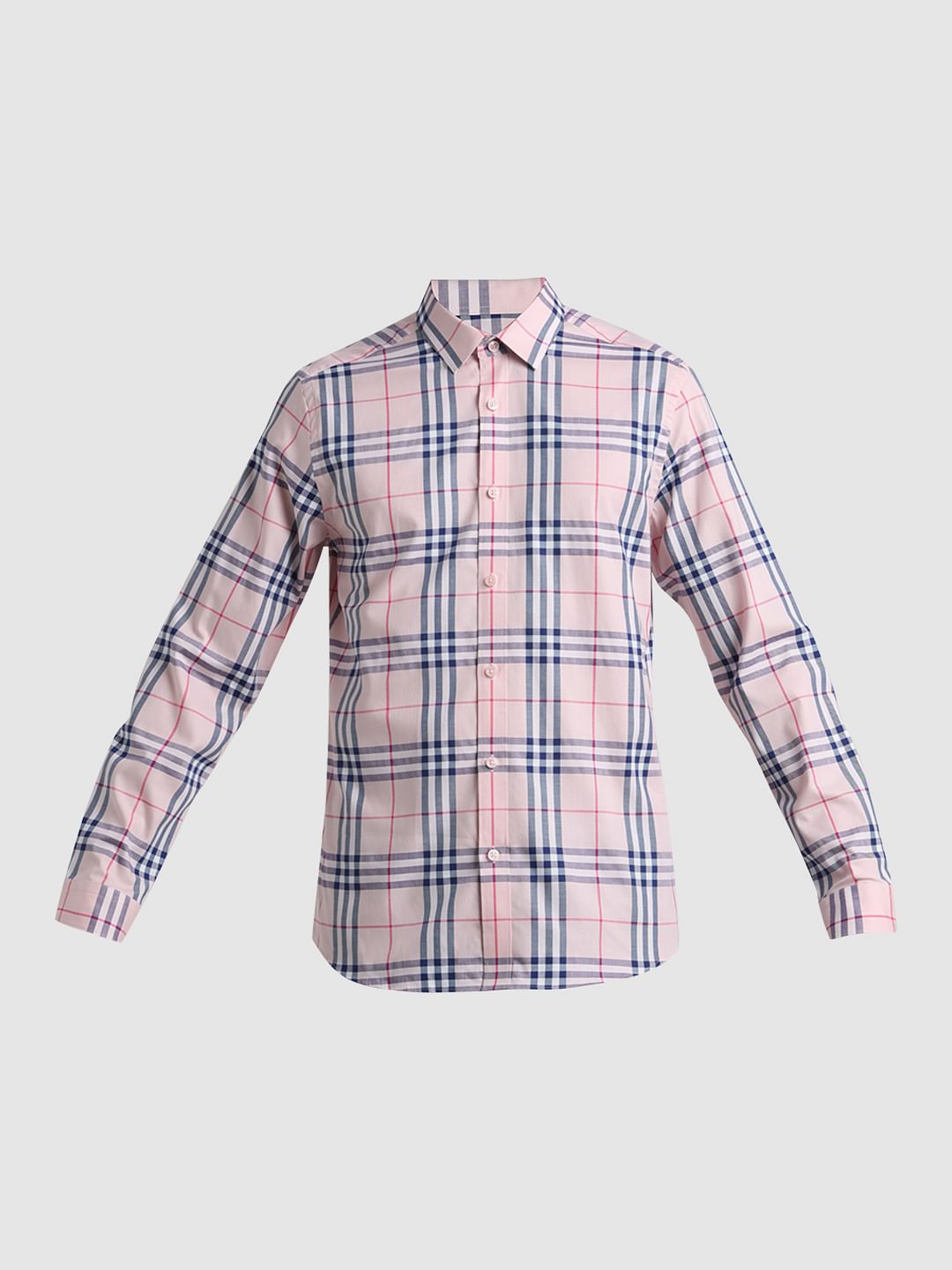Pink Check Print Full Sleeves Shirt