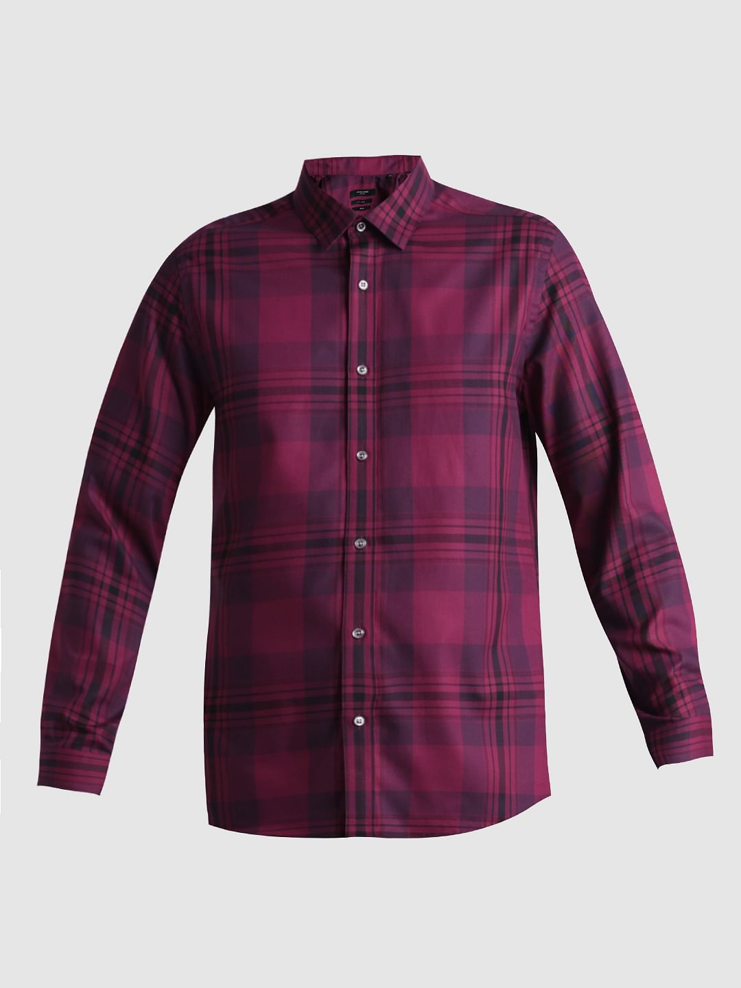 Purple Check Print Full Sleeves Shirt