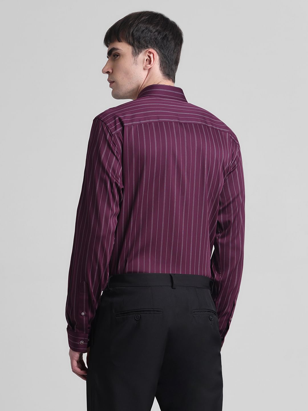 Purple Striped Full Sleeves Shirt