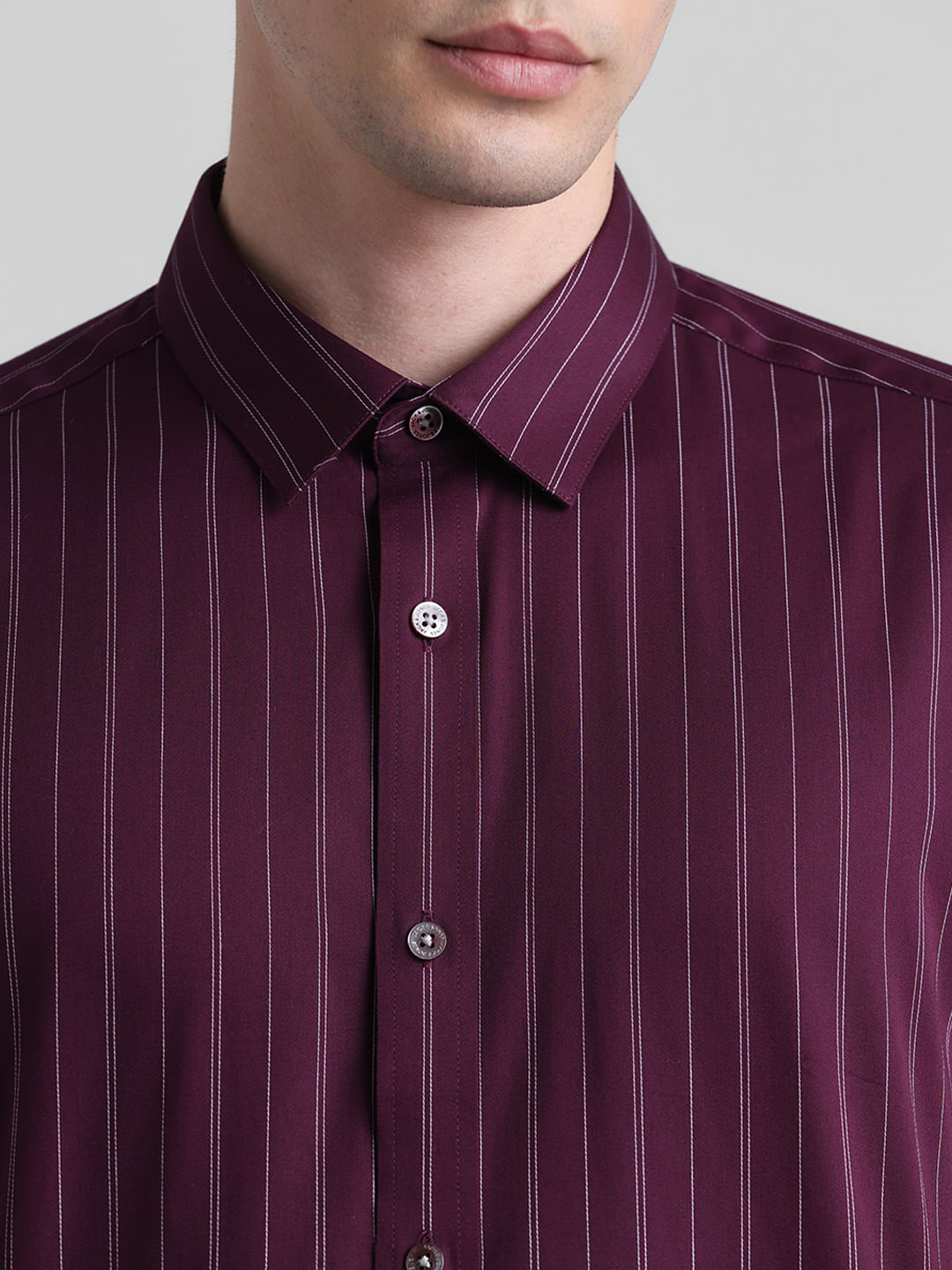 Purple Striped Full Sleeves Shirt