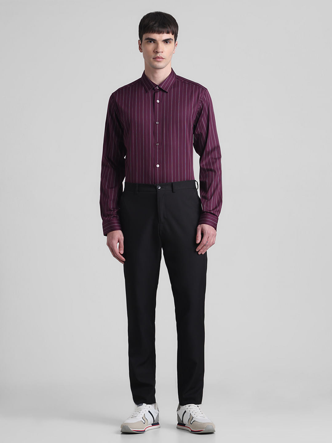 Purple Striped Full Sleeves Shirt