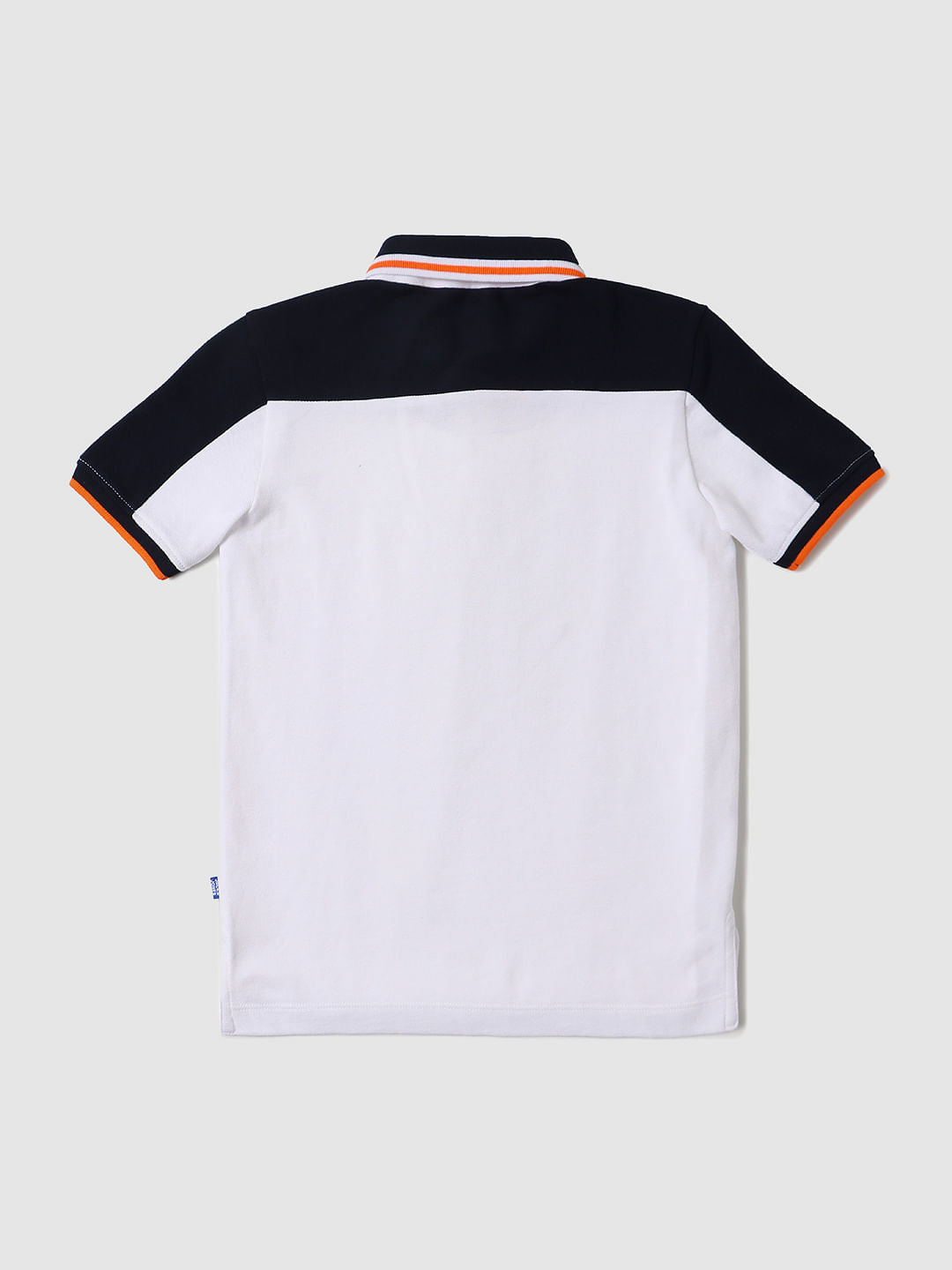 Boys White Logo Print Polo Neck T-shirt