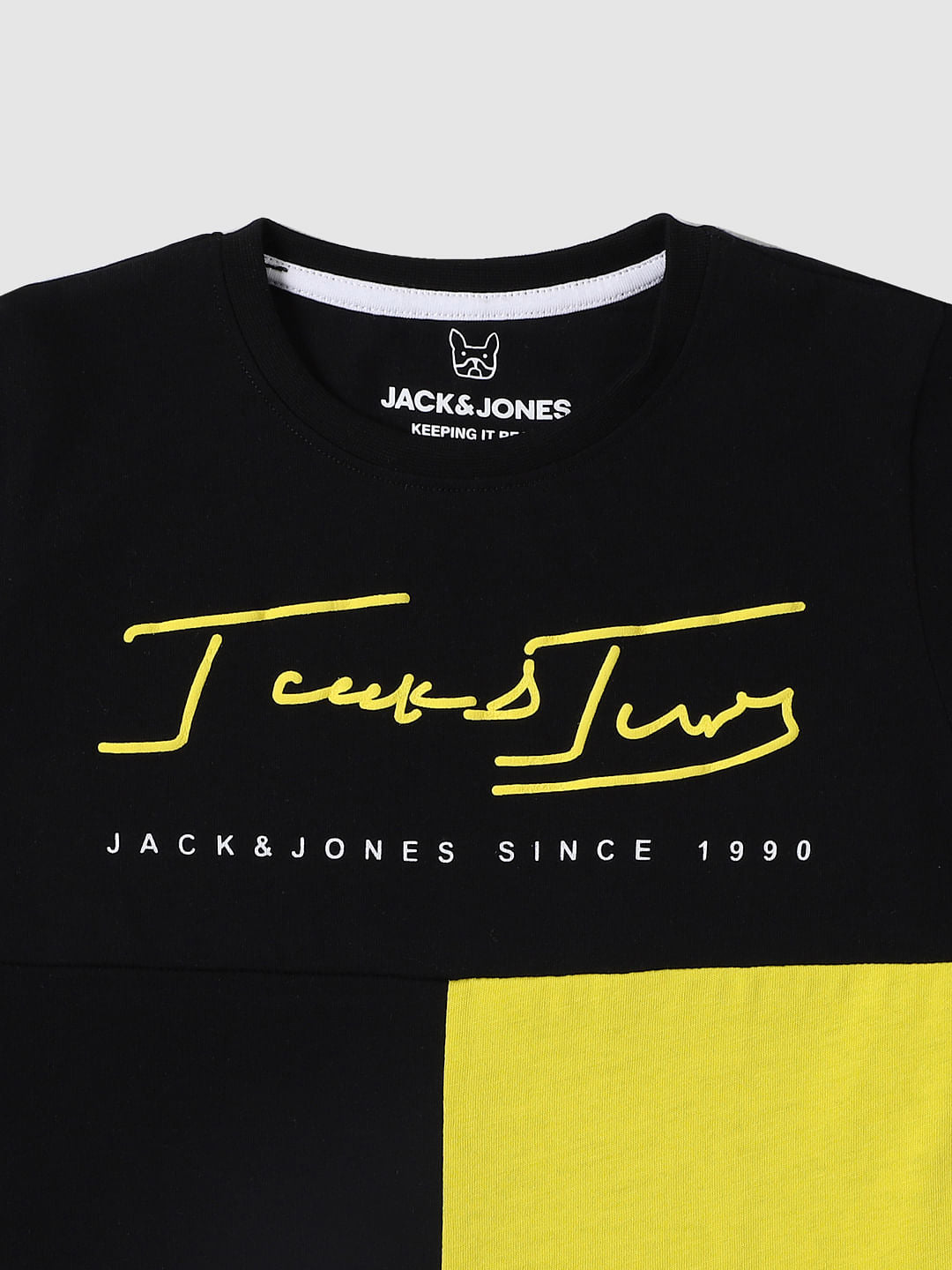Boys Black Colourblocked Crew Neck T-shirt