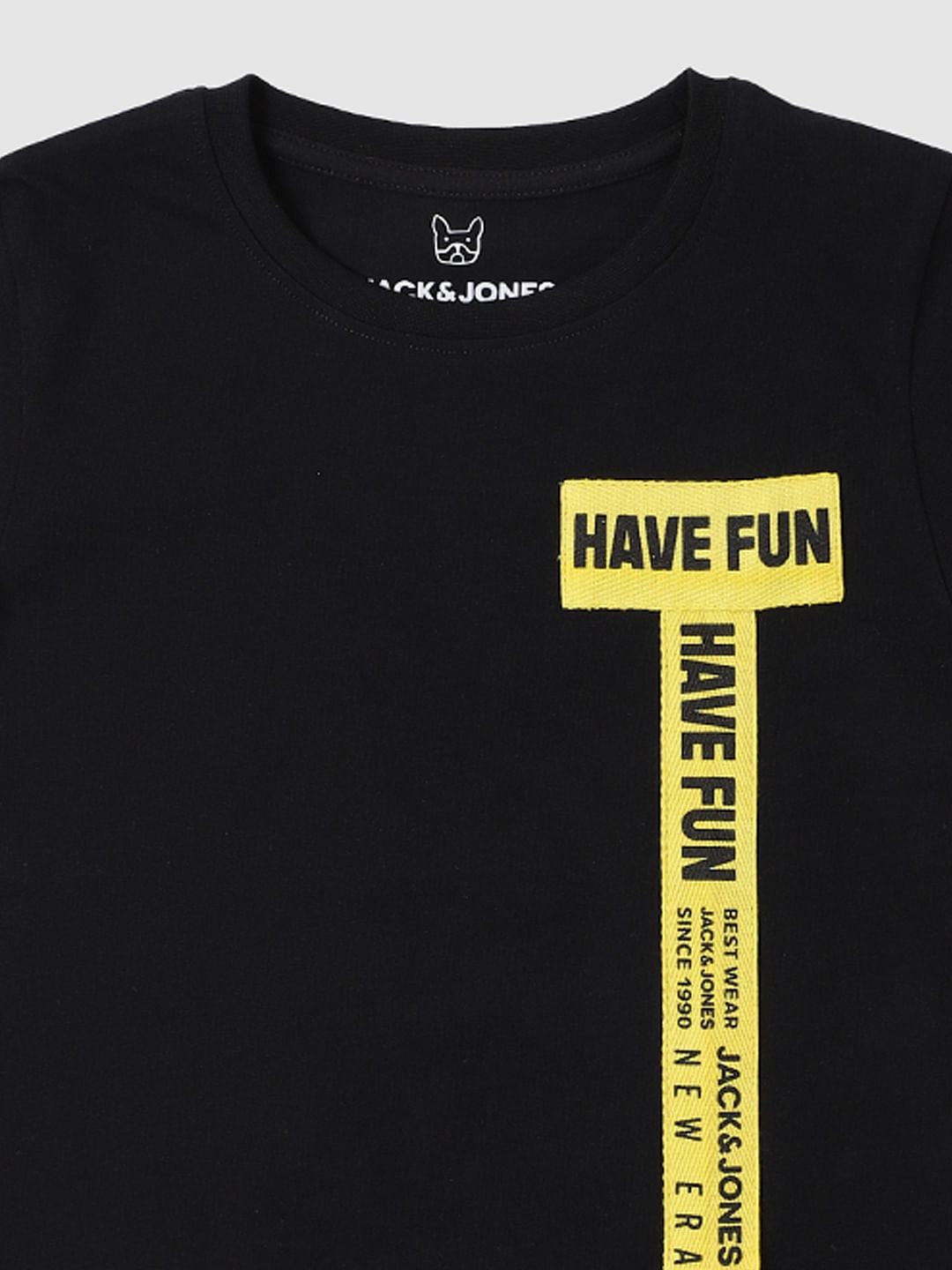 Boys Black Tape Detail Crew Neck T-shirt