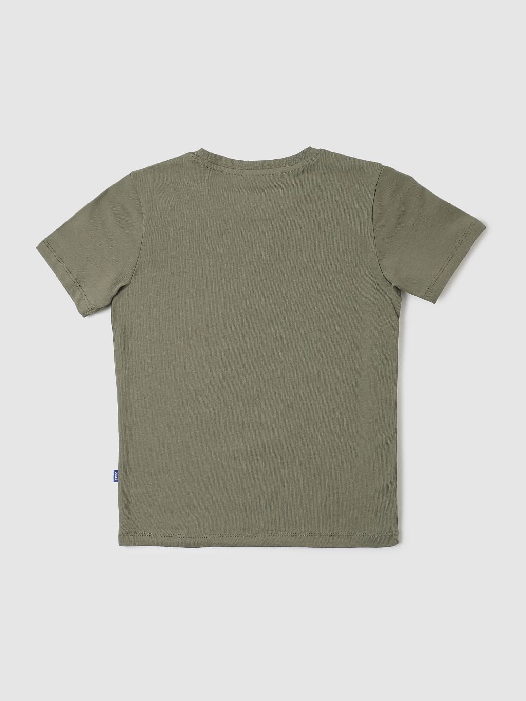 Boys Green Graphic Print Crew Neck T-shirt