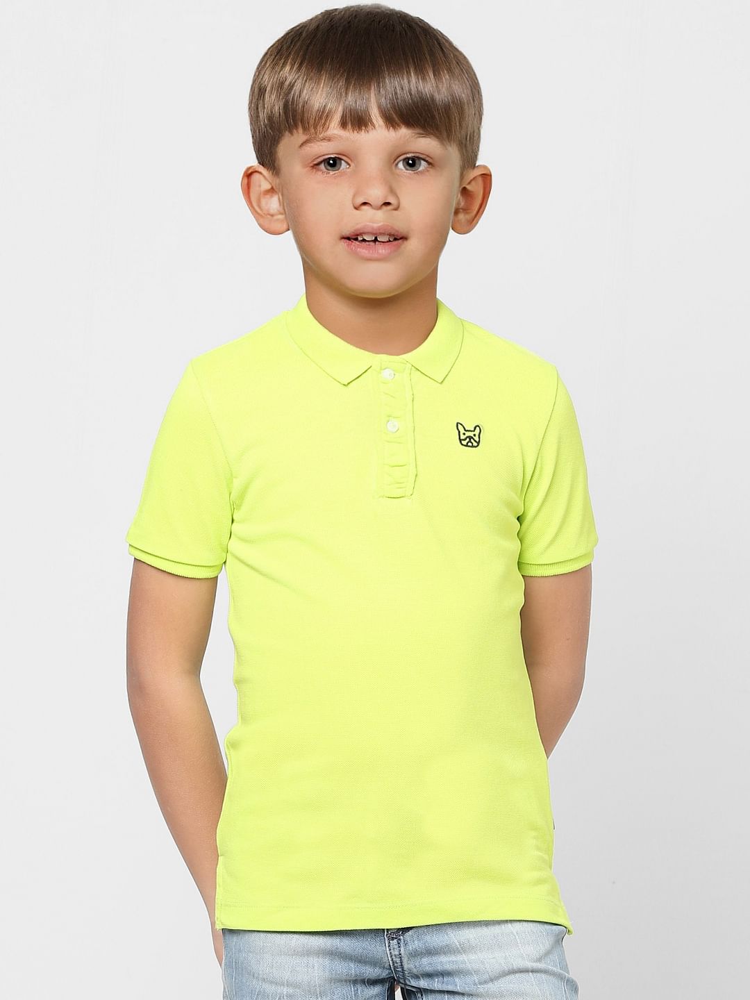 Boys Lemon Yellow Polo Neck T-shirt