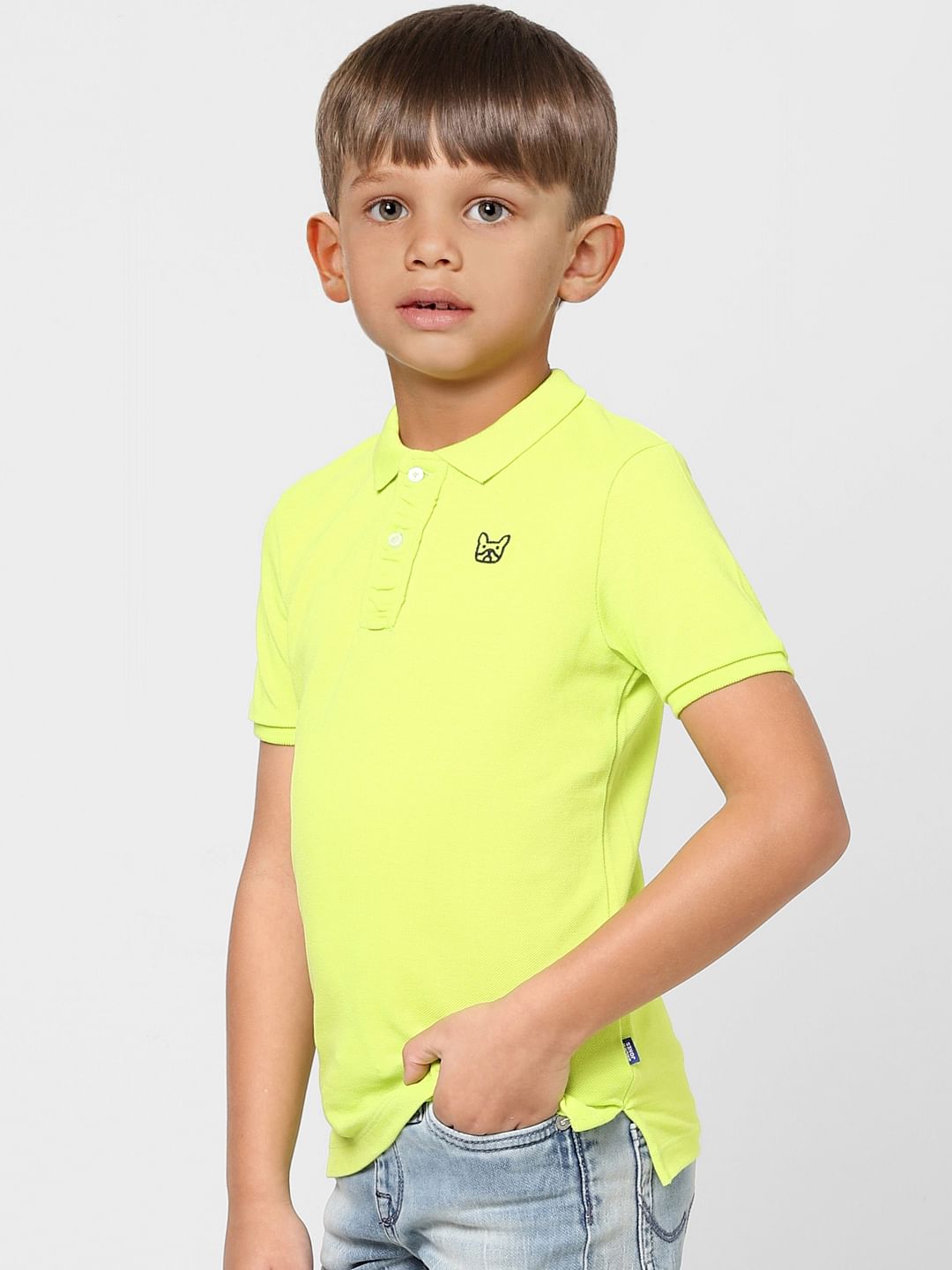 Boys Lemon Yellow Polo Neck T-shirt