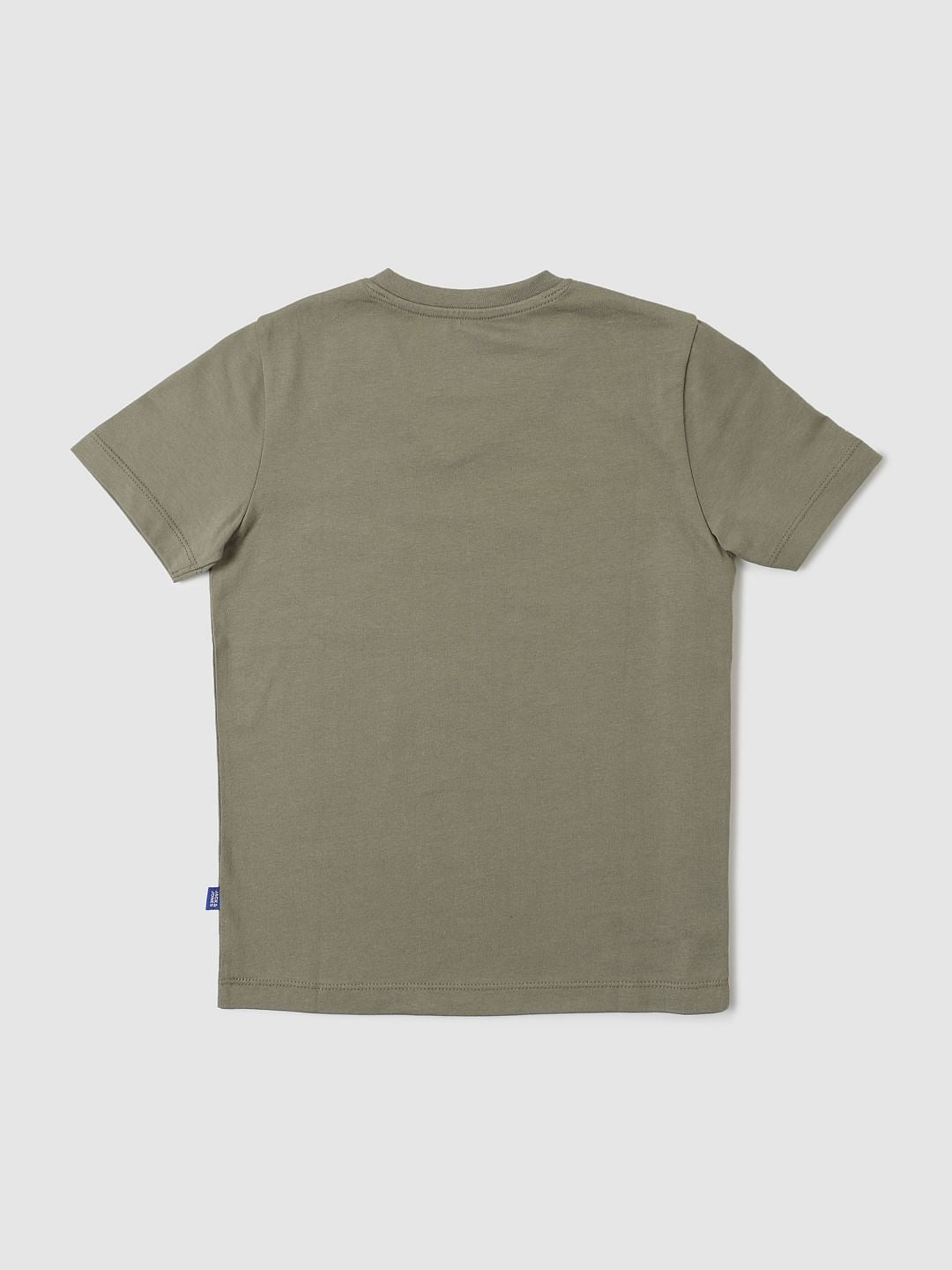 Boys Green Graphic Print V Neck T-shirt