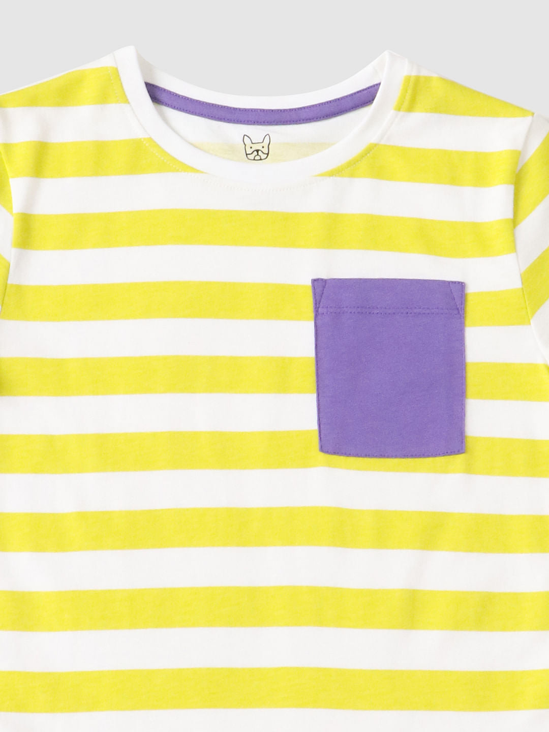 Boys Yellow Striped Crew Neck T-shirt