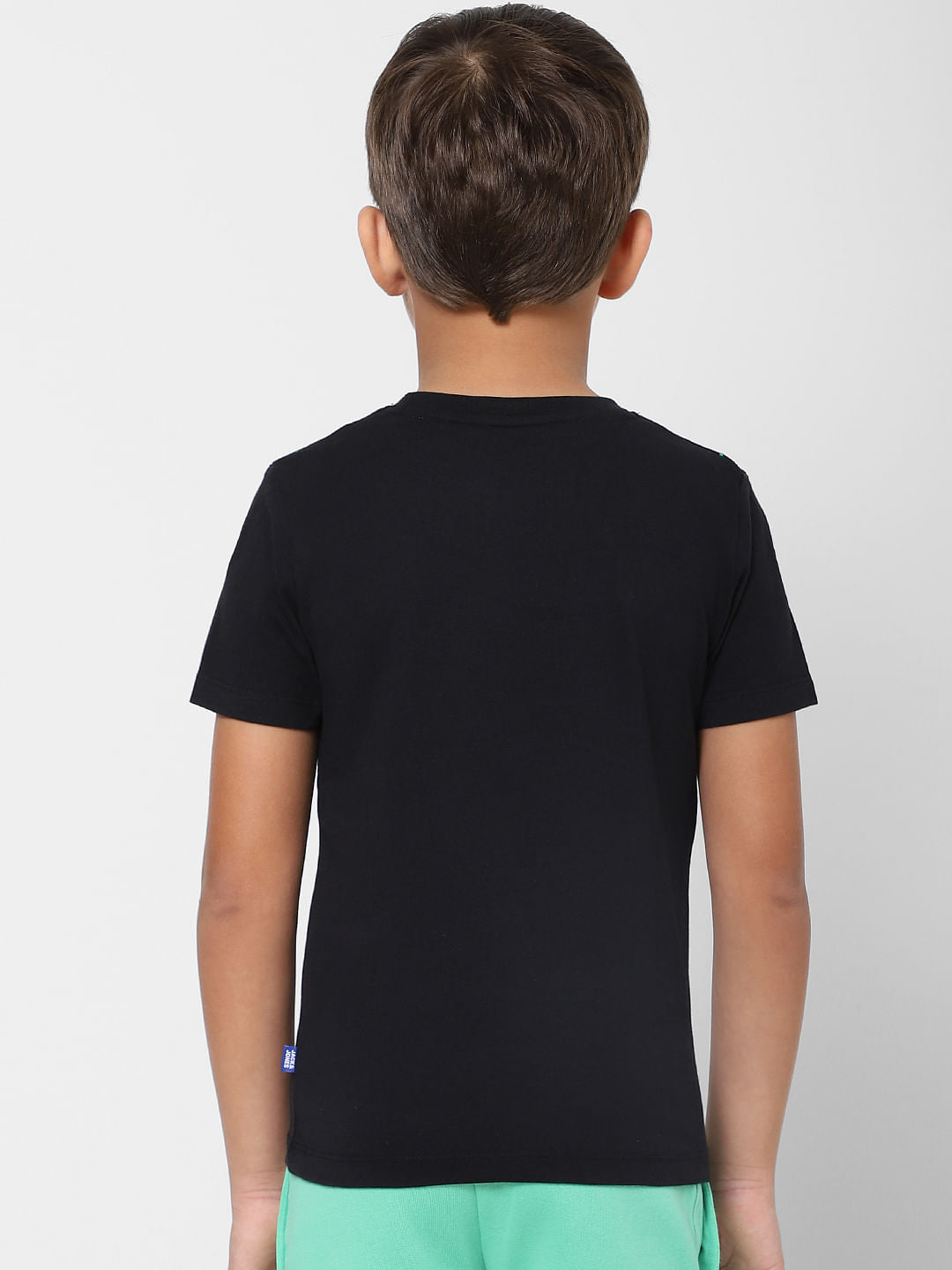 Boys Black Graphic Print Crew Neck T-shirt