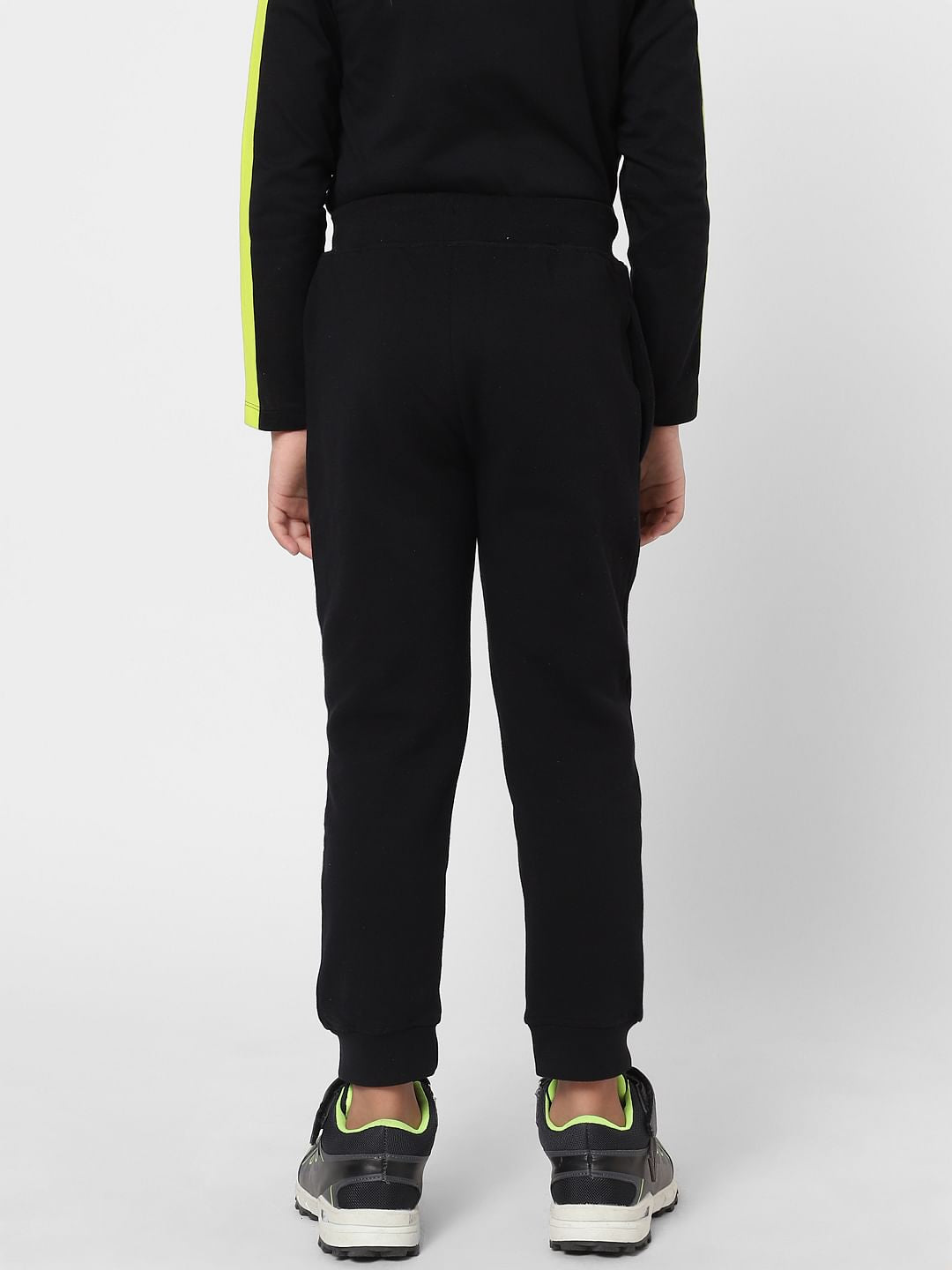 Boys Black Neon Tape Detail Crew Neck T-shirt