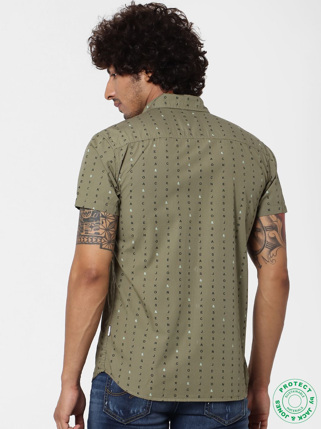 Green Short Sleeves All Over Print Shirt
