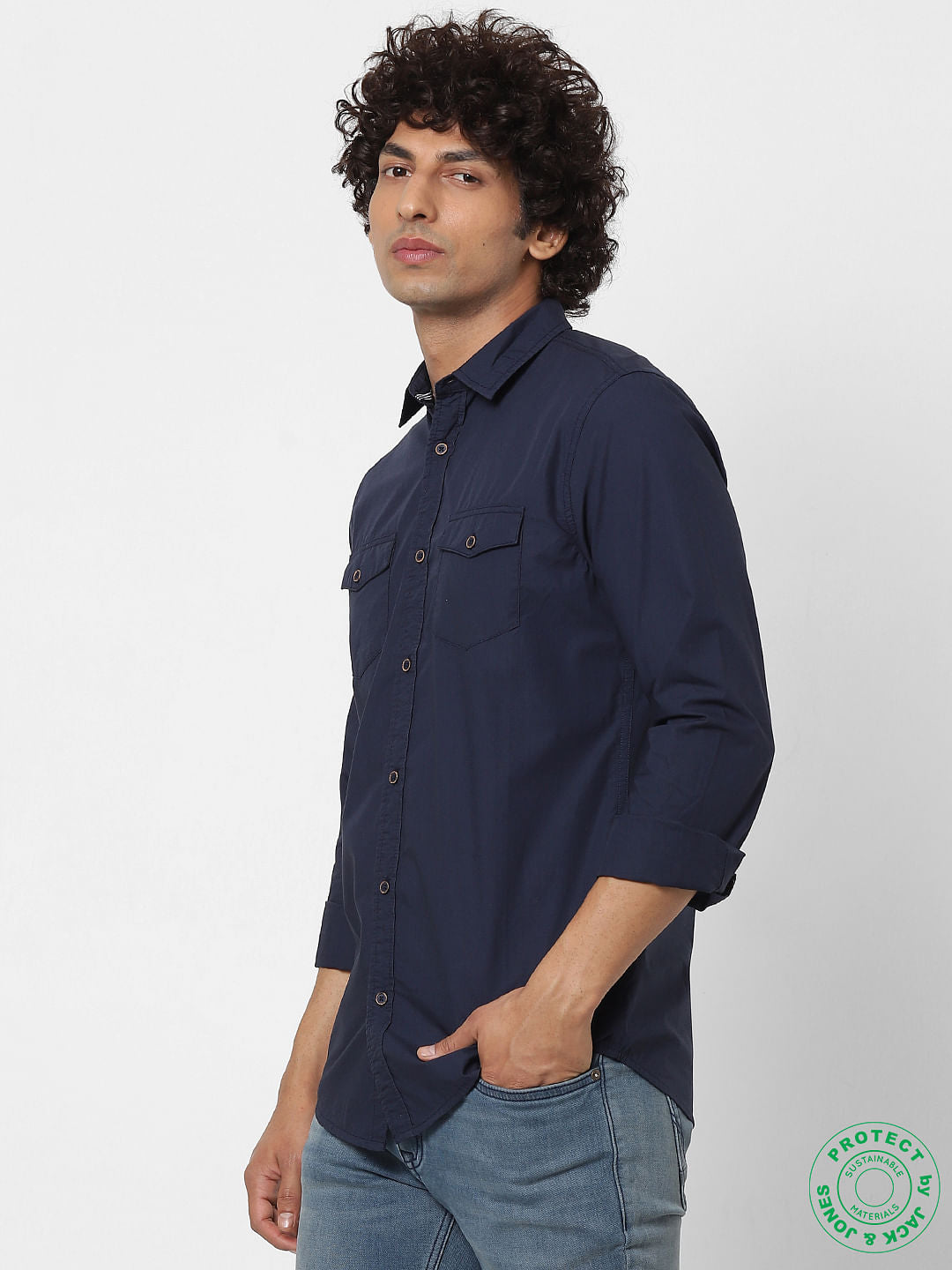 Navy Blue Full Sleeves Shirt