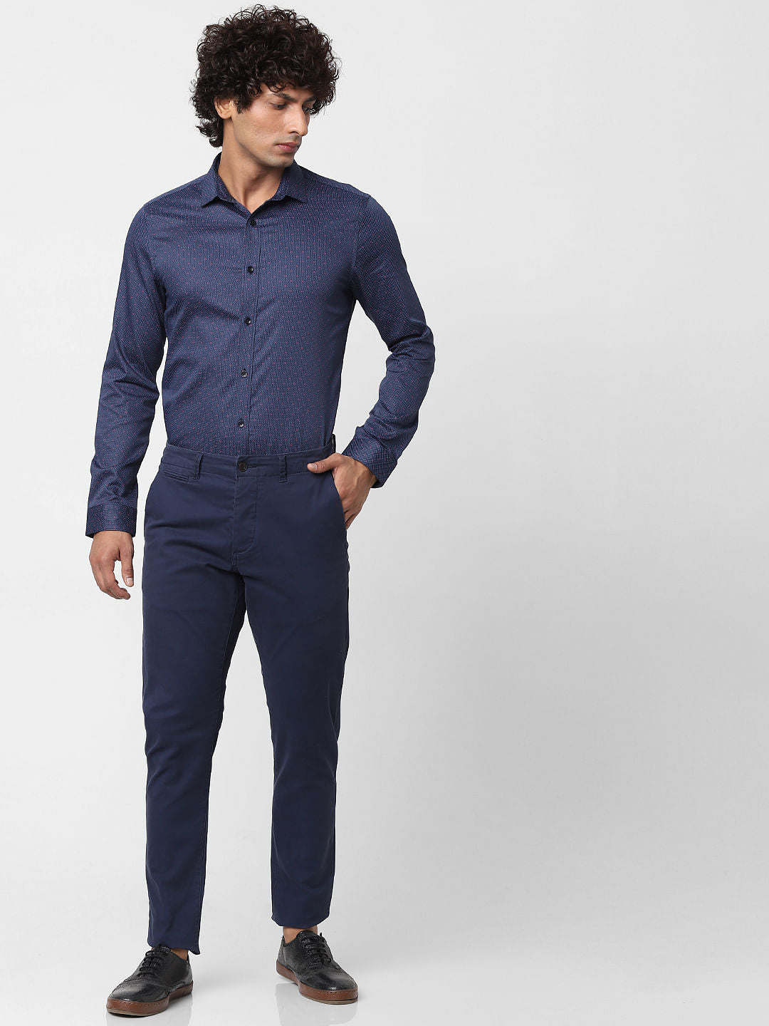 Blue Full Sleeves All Over Print Print Slim Fit Shirt
