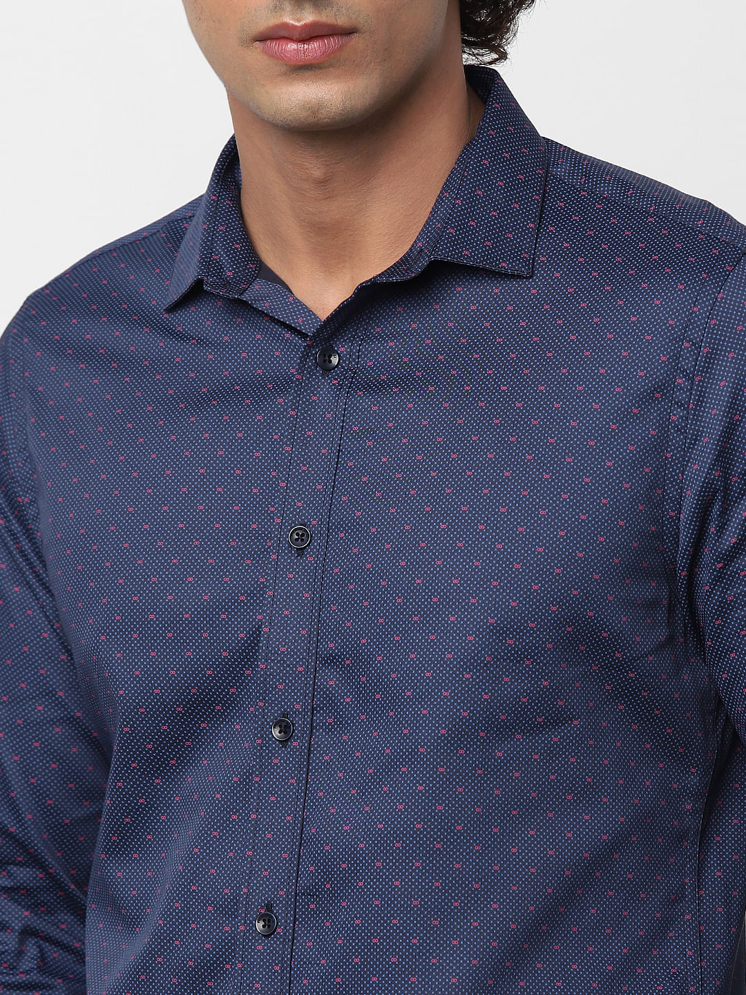 Blue Full Sleeves All Over Print Print Slim Fit Shirt