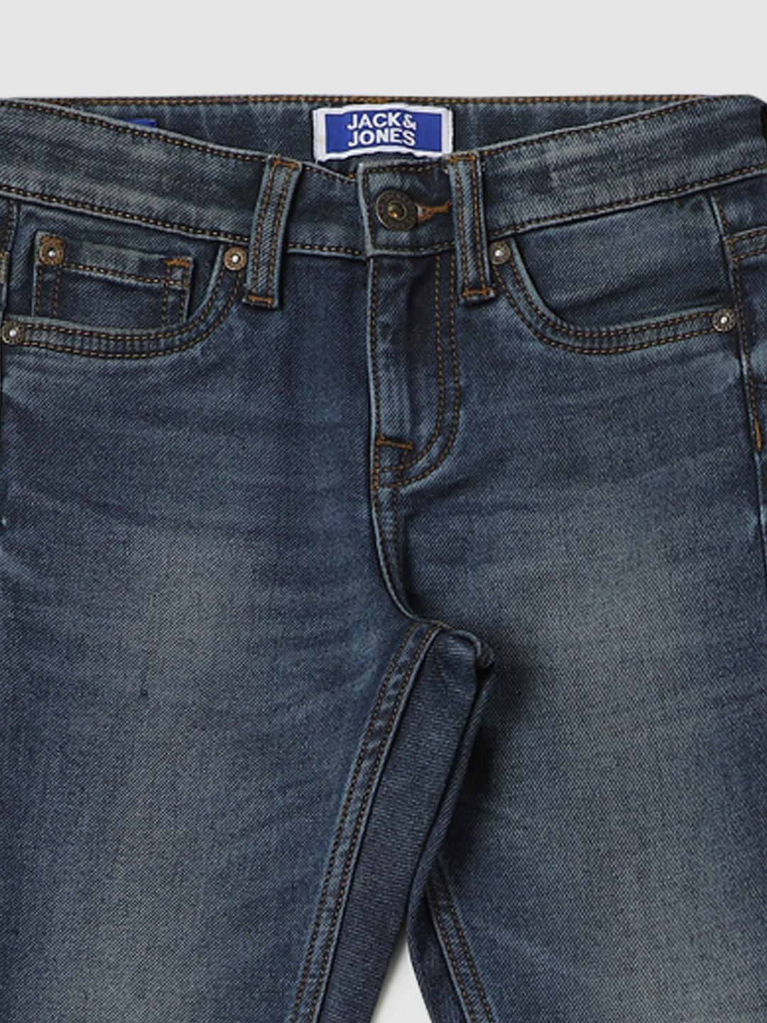 Boys Blue Mid Rise Clark Tape Detail Slim Fit Jeans