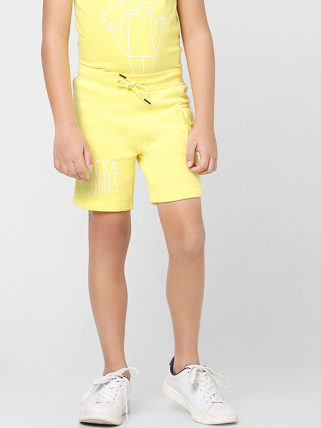 Boys Yellow Mid Rise Sweatshorts