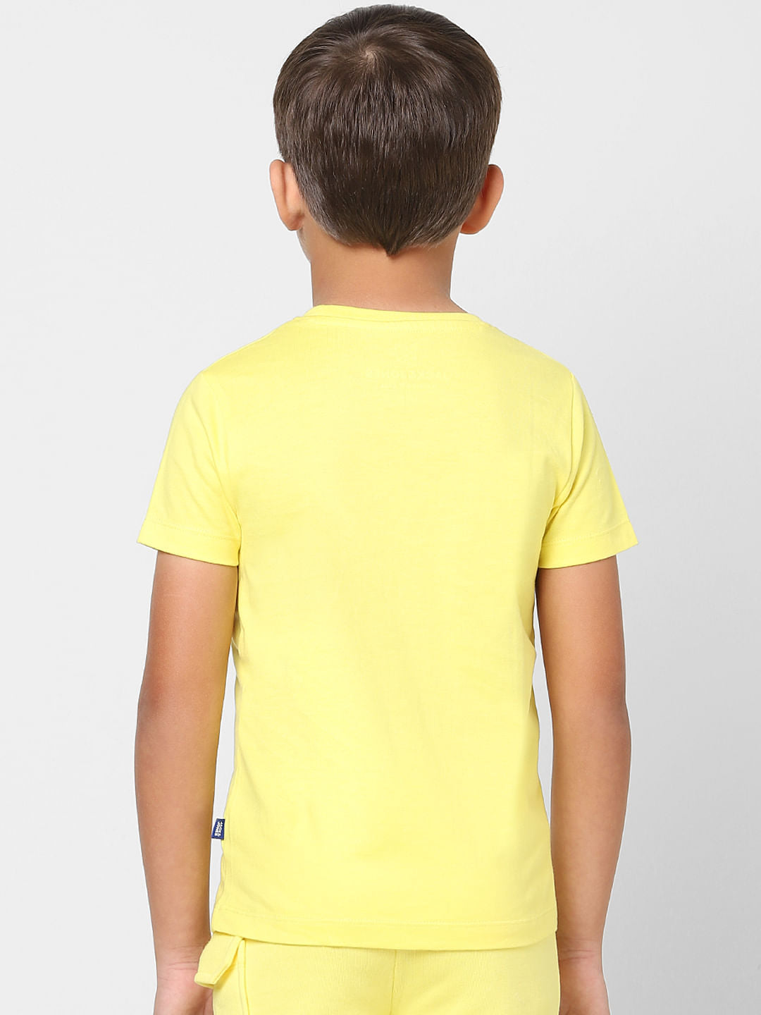 Boys Yellow Graphic Print Crew Neck T-shirt