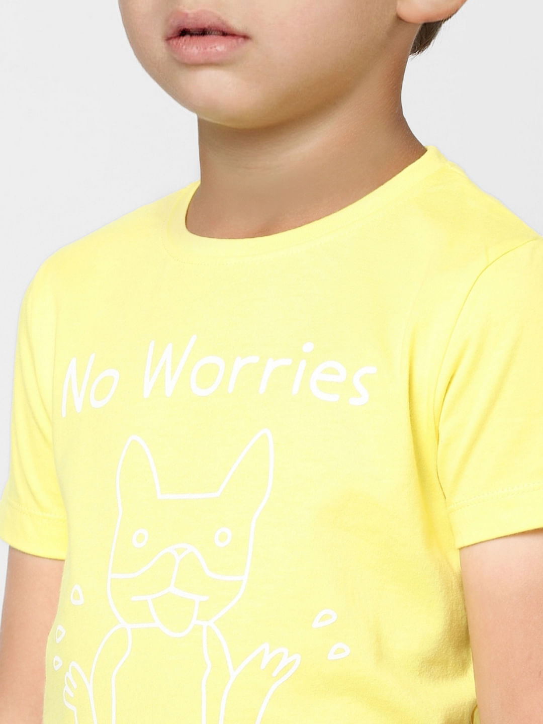 Boys Yellow Graphic Print Crew Neck T-shirt