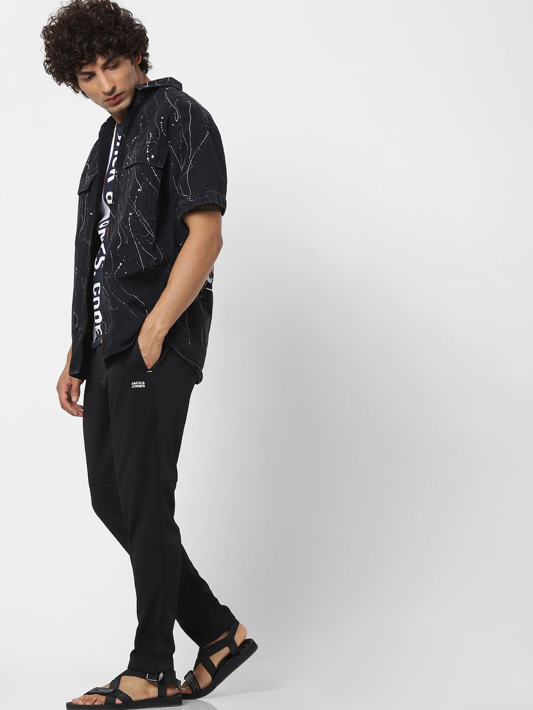 Black Mid Rise Logo Print Sweatpants