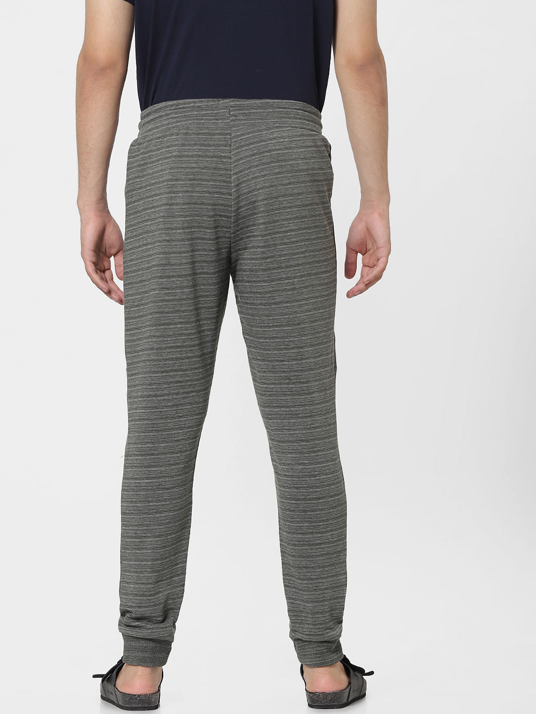 Olive Green Mid Rise Textured Sweatpants