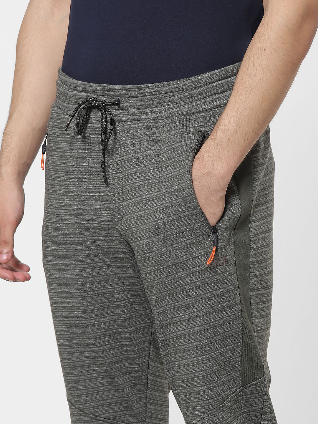 Olive Green Mid Rise Textured Sweatpants