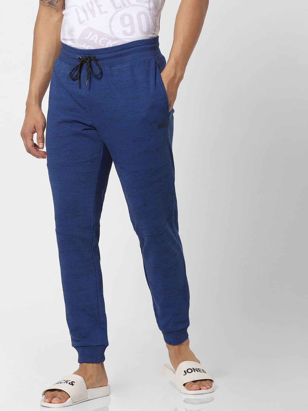 Blue Mid Rise Drawstring Sweatpants