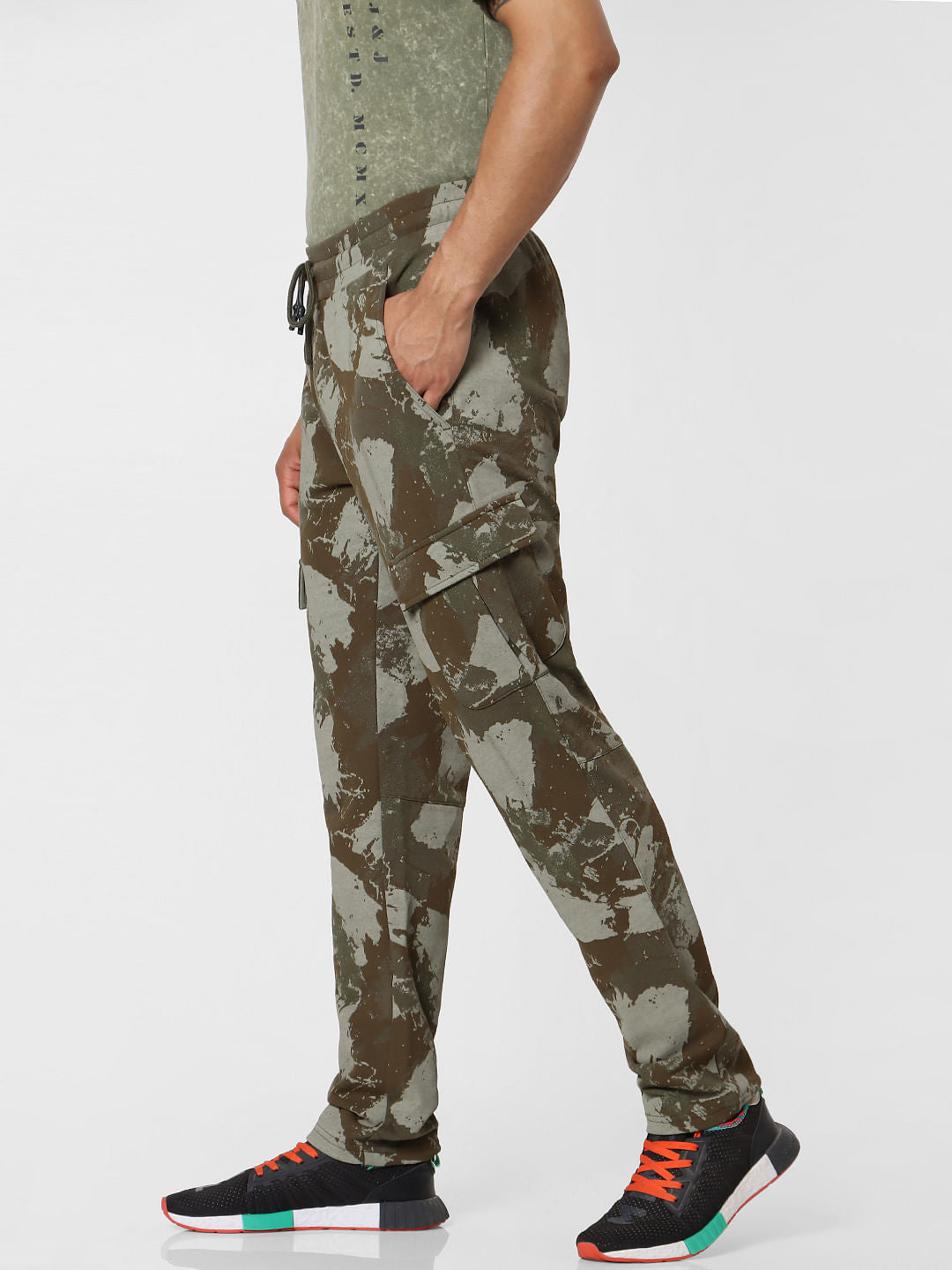 Green Mid Rise Abstract Print Sweatpants