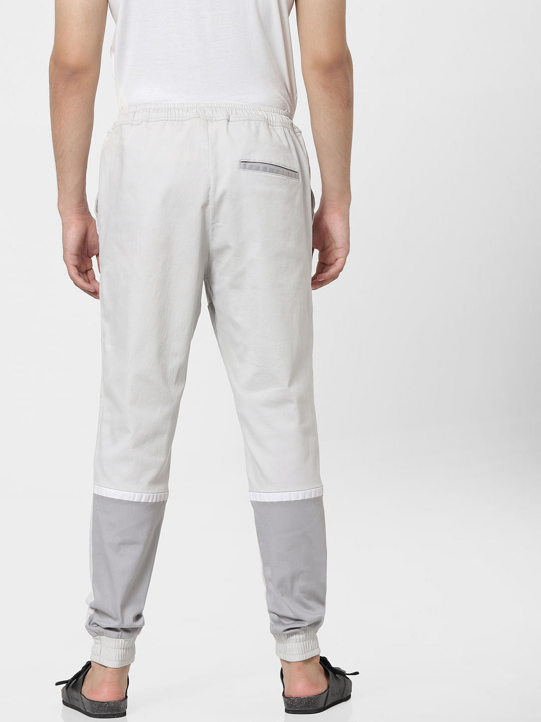 Grey Mid Rise Colourblocked Track Pants