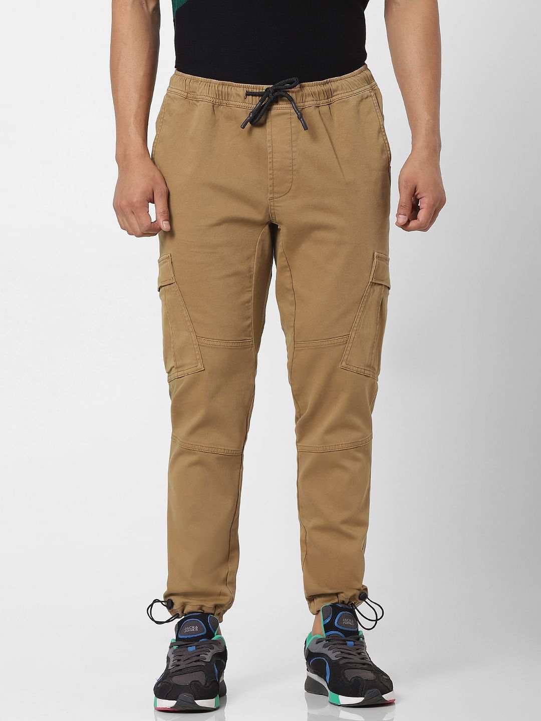 Brown Mid Rise Regular Fit Cargo Pants