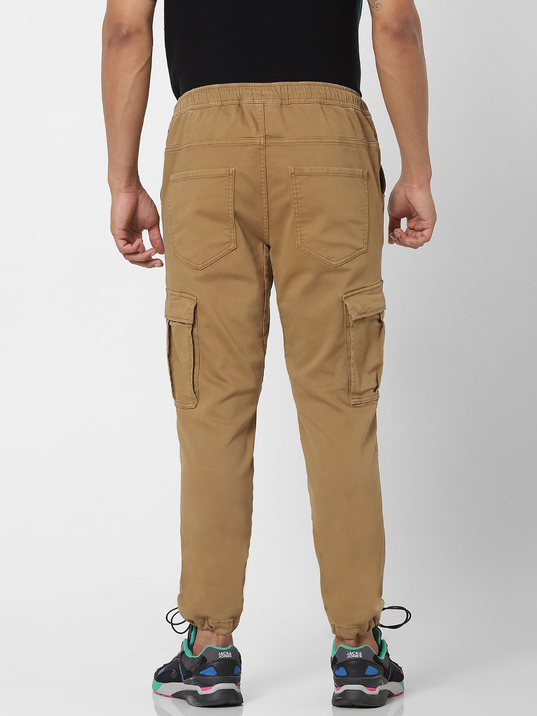 Brown Mid Rise Regular Fit Cargo Pants