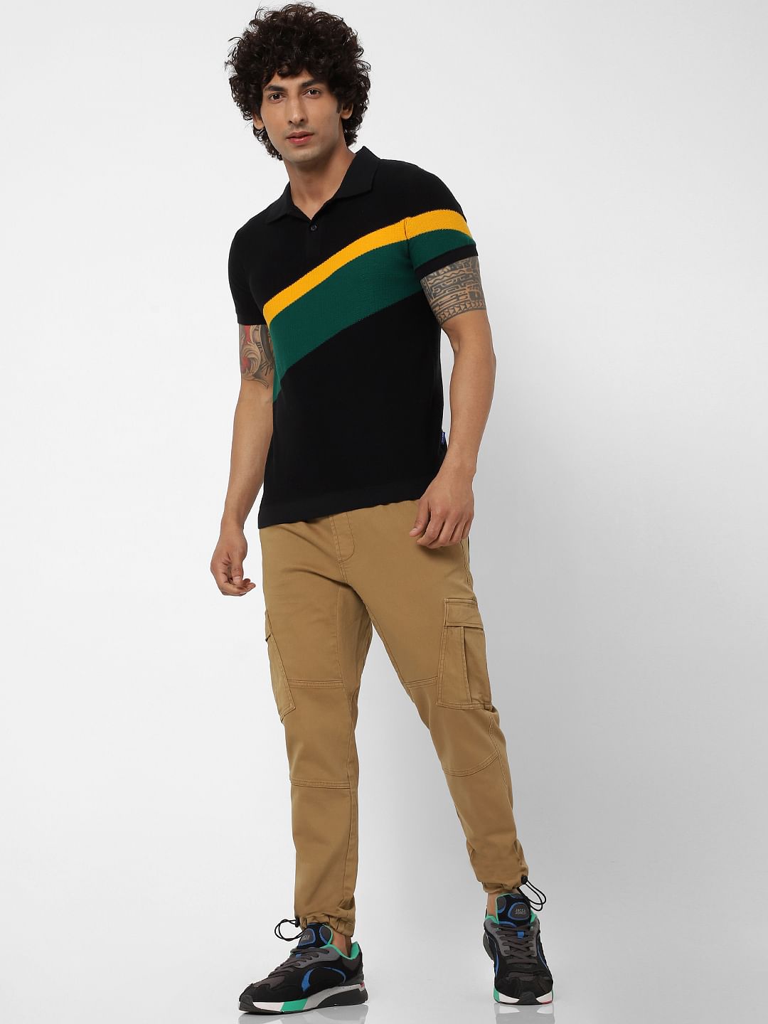 Brown Mid Rise Regular Fit Cargo Pants