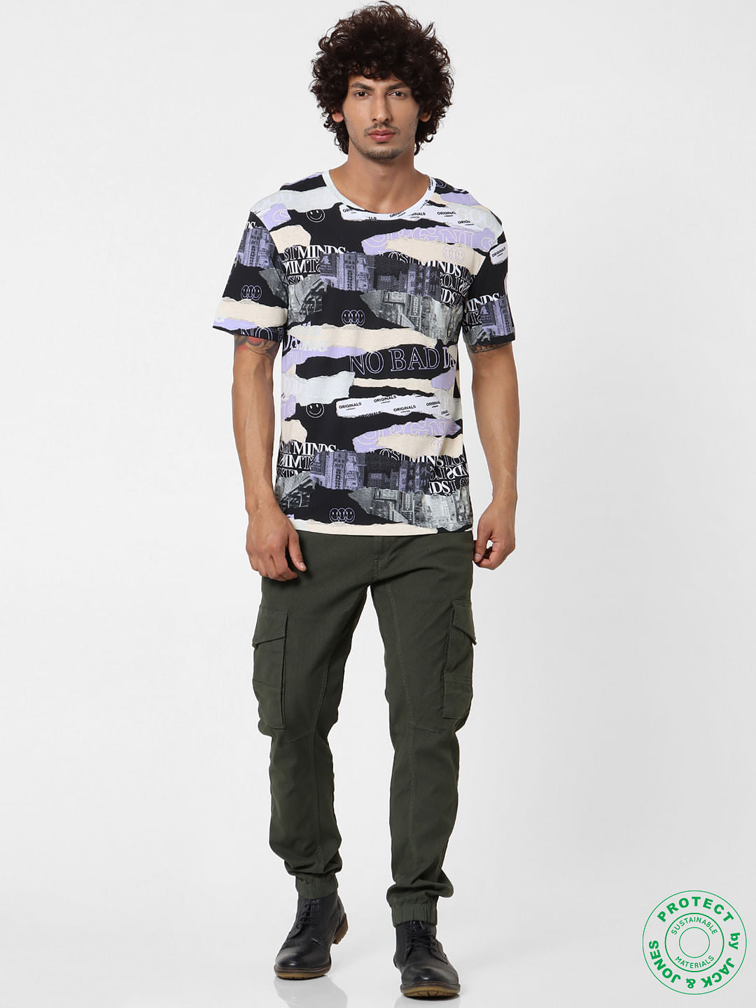 Multi-coloured Abstract Print Crew Neck T-shirt