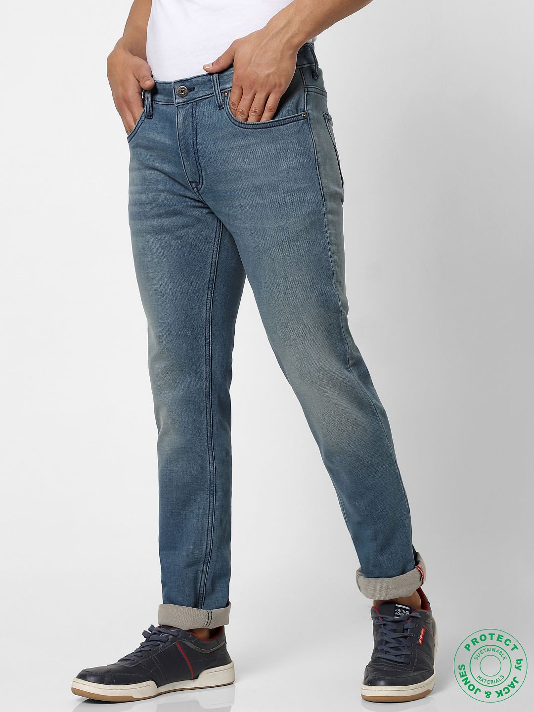 Protect Blue Mid Rise Ben Skinny Fit Jeans