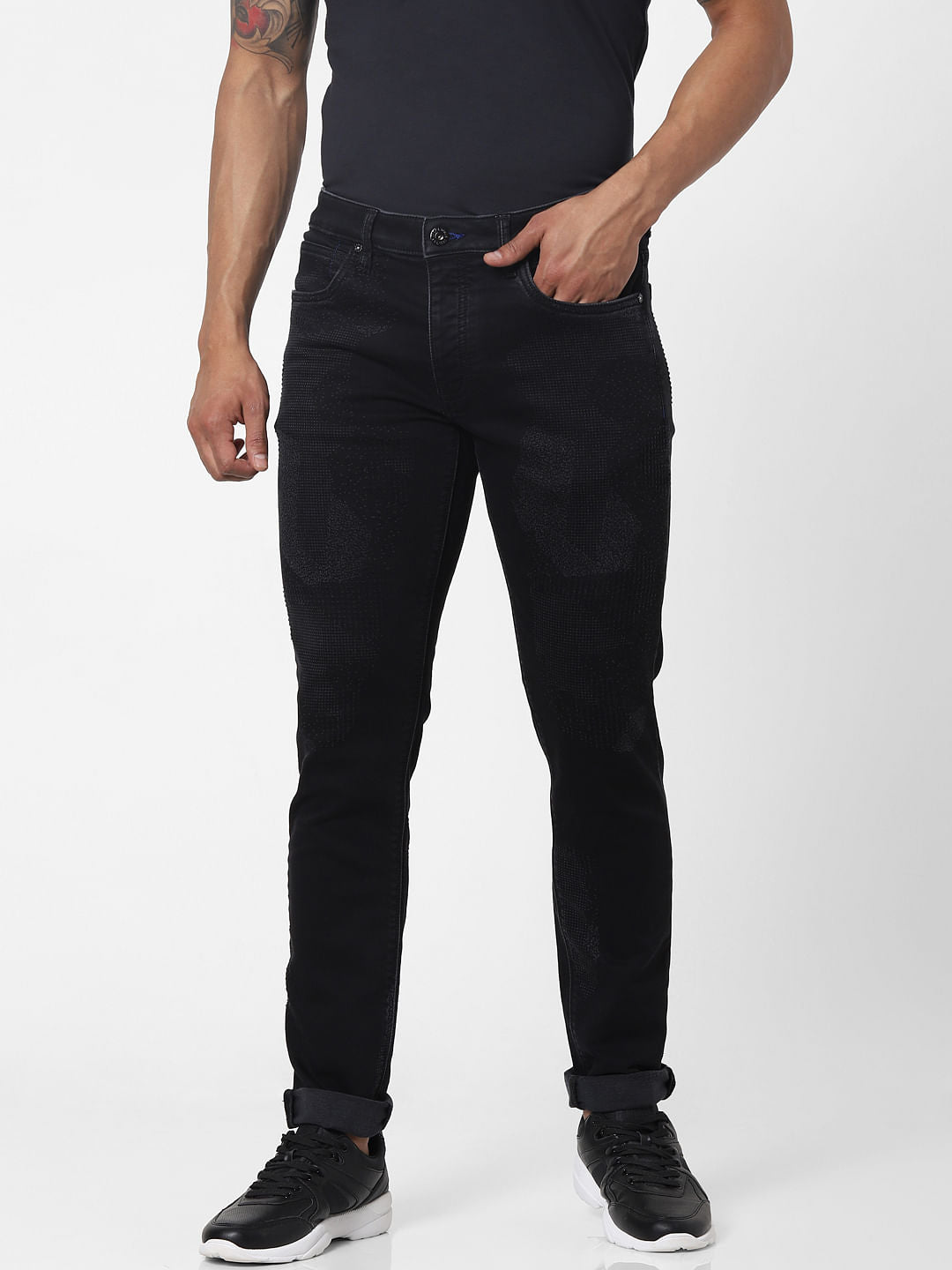 Black Low Rise Glenn Slim Fit Jeans