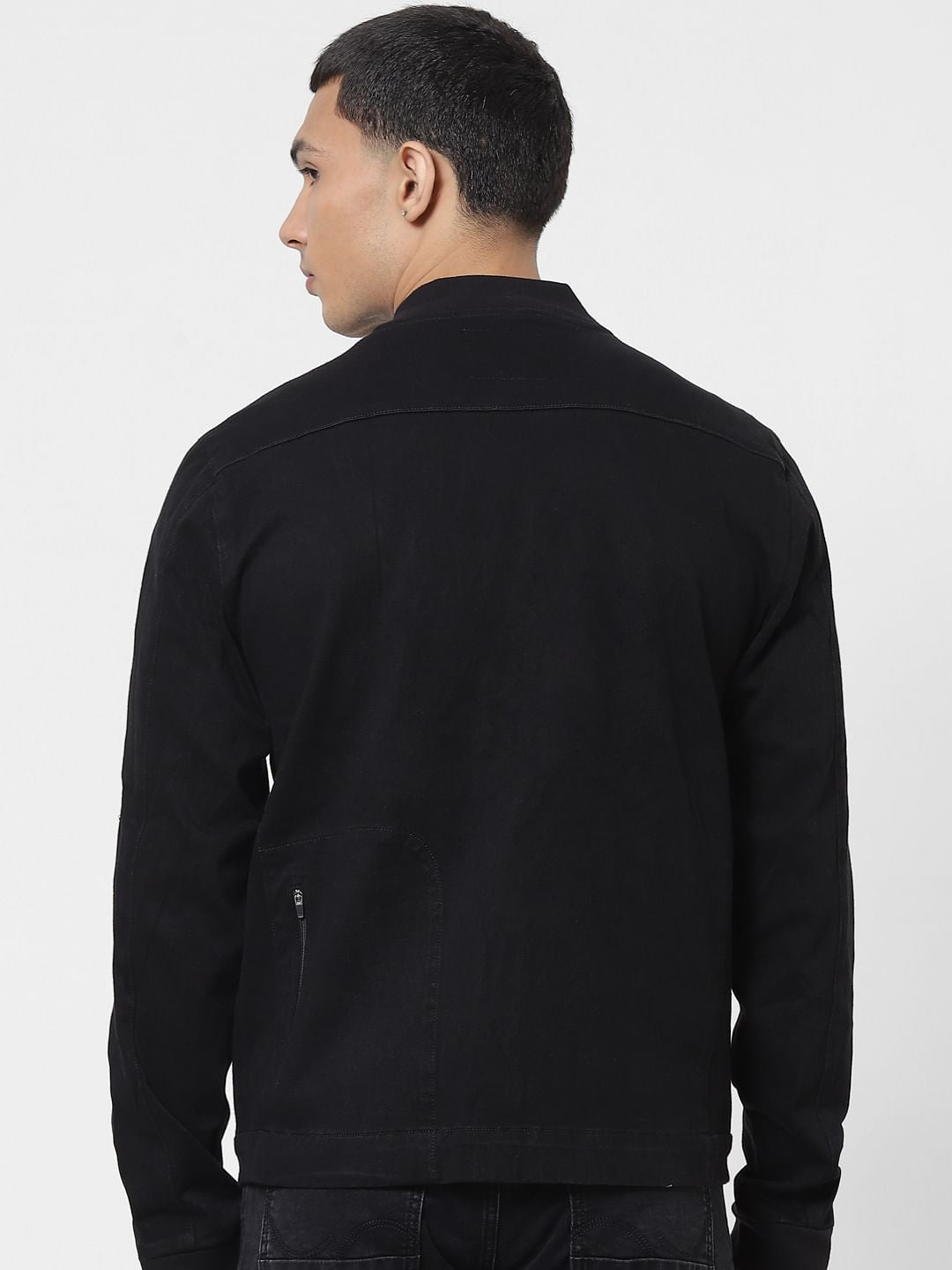 Black Front Open Denim Jacket