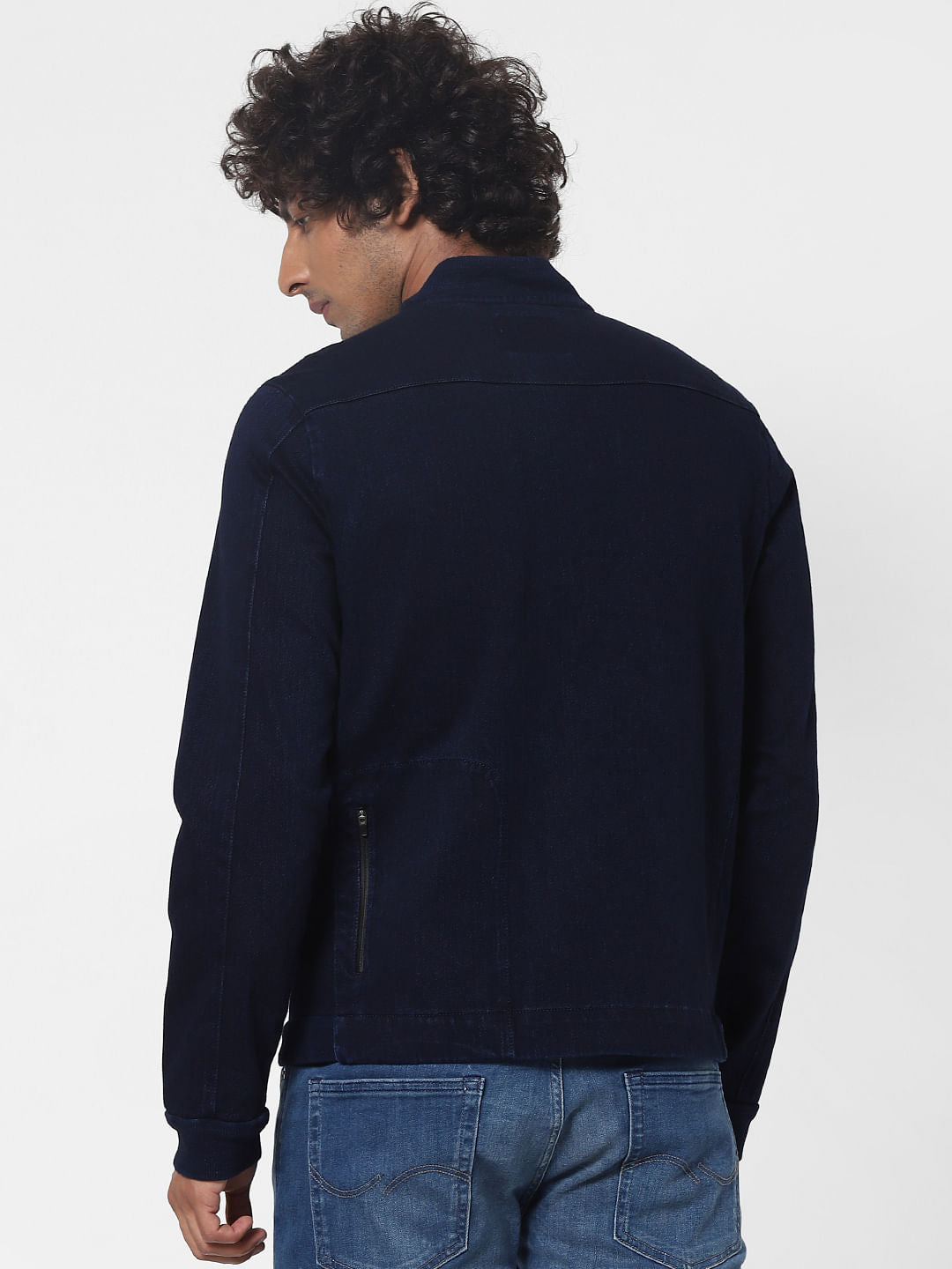 Blue Front Open Denim Jacket