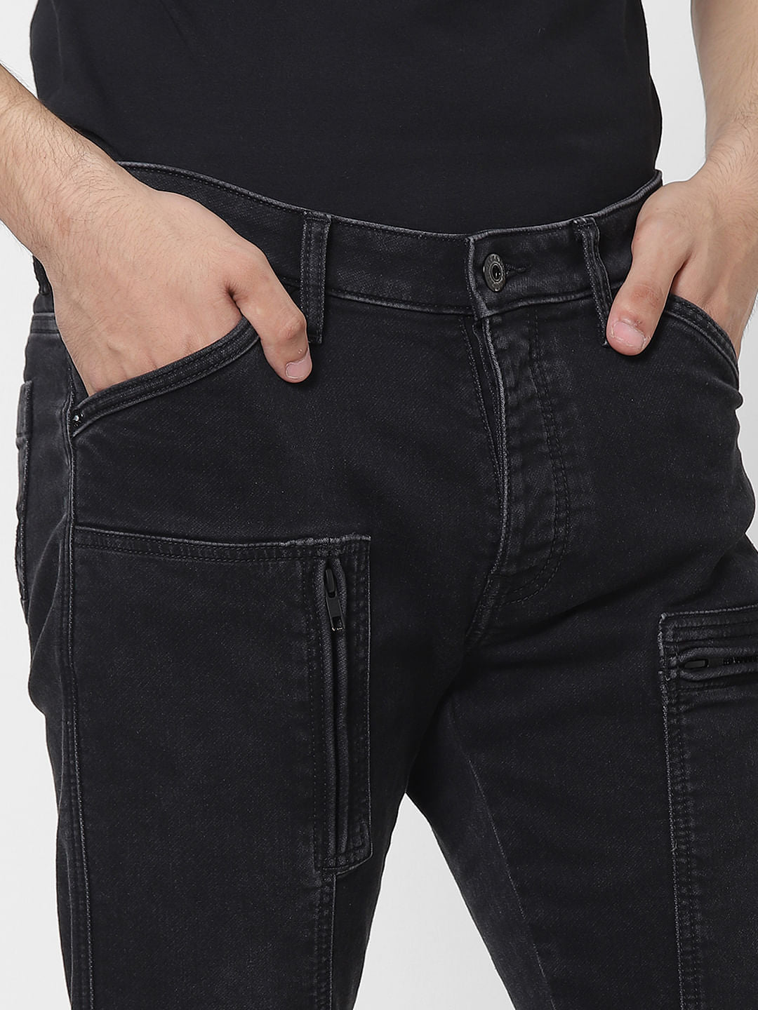 Black Low Rise Glenn Slim Fit Jeans