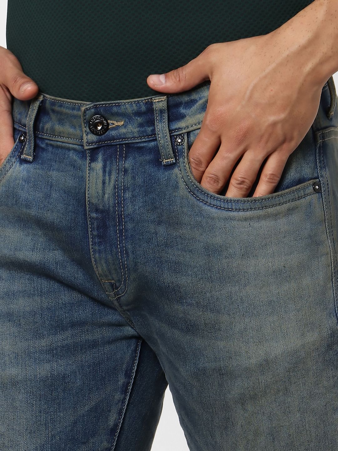 Blue Mid Rise Ben Skinny Fit Jeans