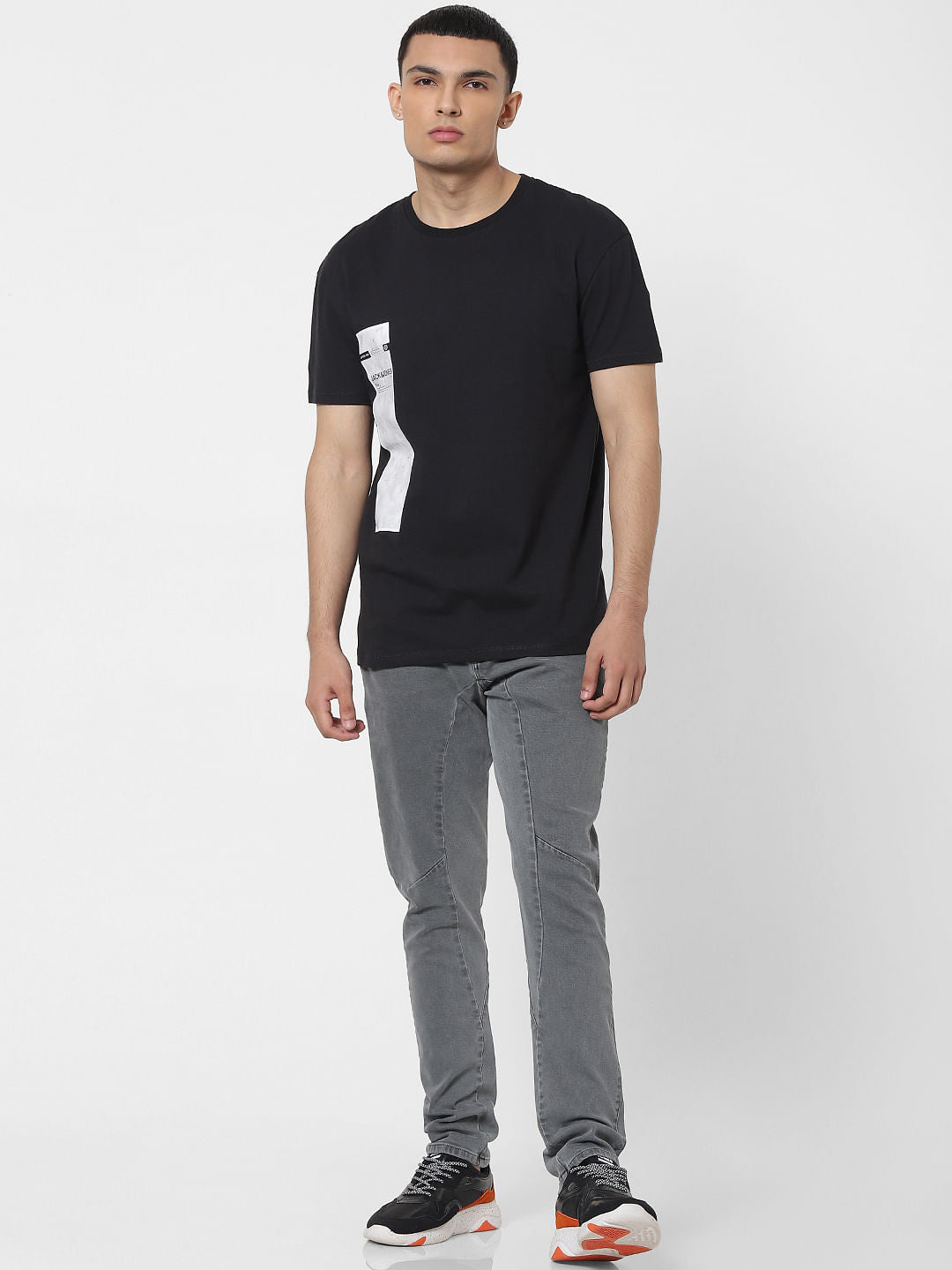 Grey Mid Rise Simon Anti Fit Jeans