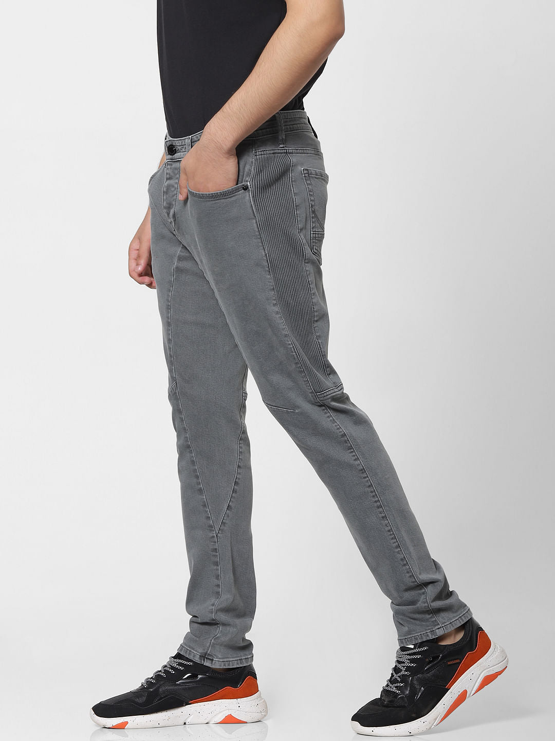 Grey Mid Rise Simon Anti Fit Jeans