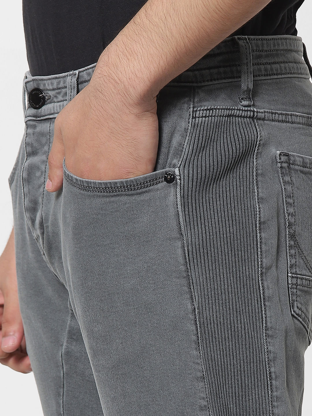 Grey Mid Rise Simon Anti Fit Jeans