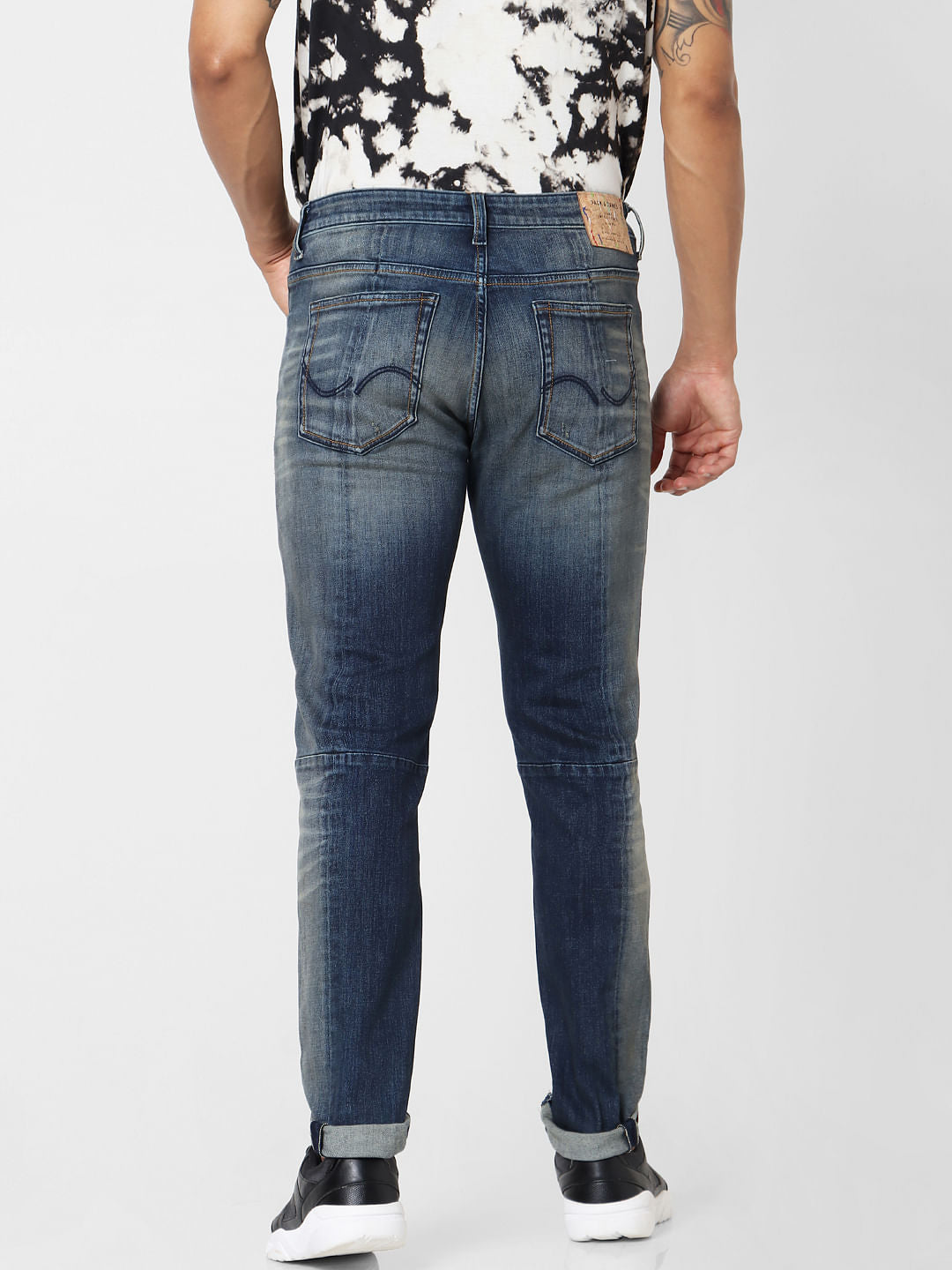 Blue Low Rise Glenn Distressed Slim Fit Jeans