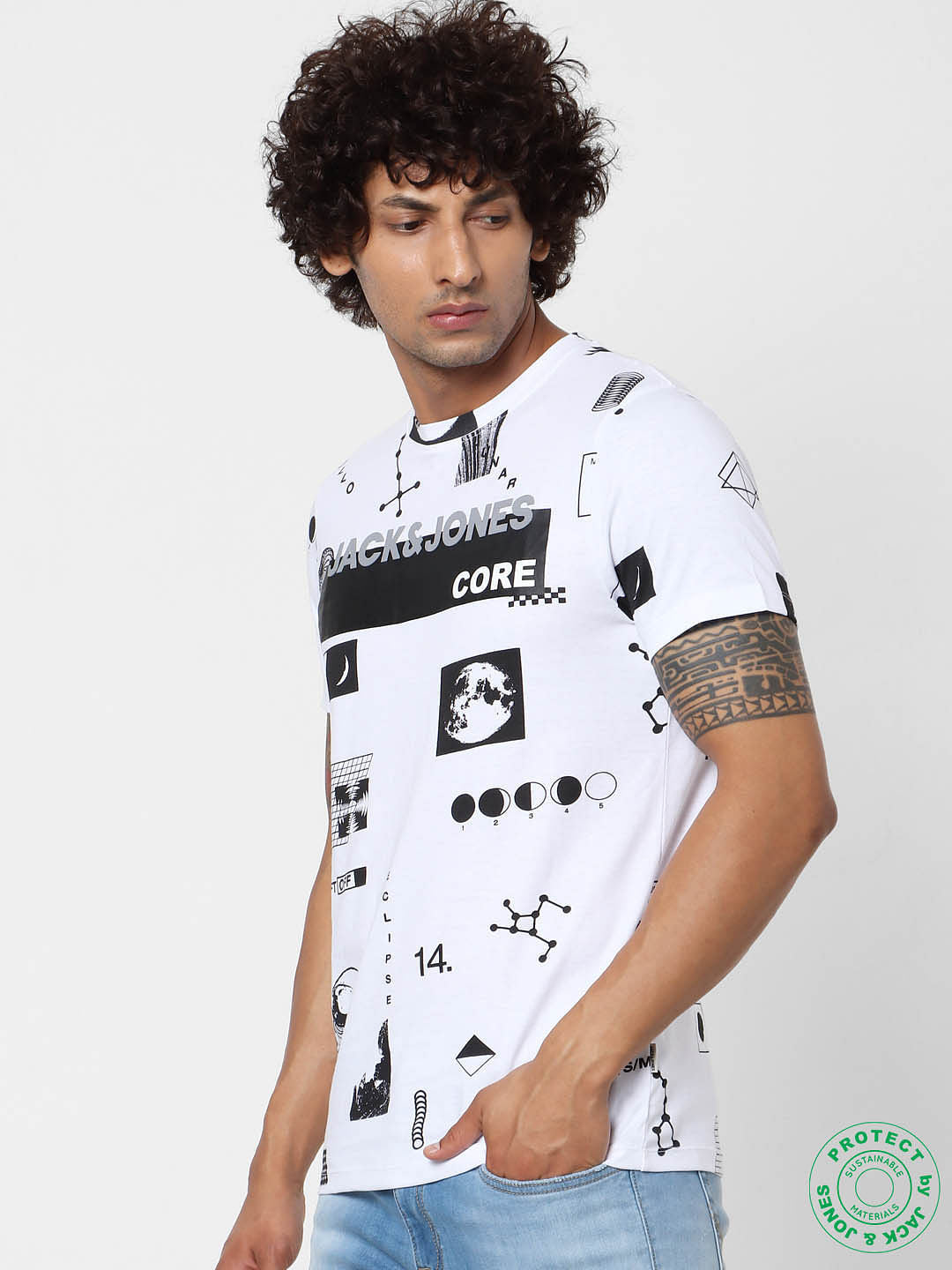 White Graphic Print Crew Neck T-shirt