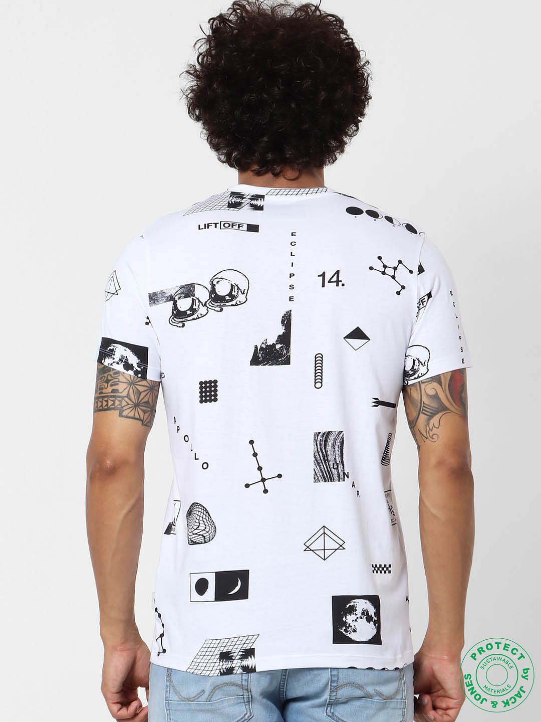 White Graphic Print Crew Neck T-shirt