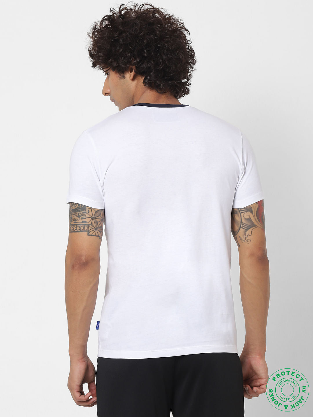 White Logo Placement Print Crew Neck T-shirt