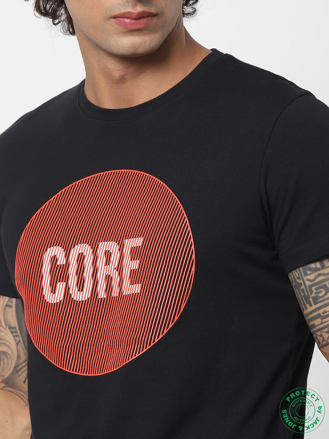 Black Graphic Print Crew Neck T-shirt