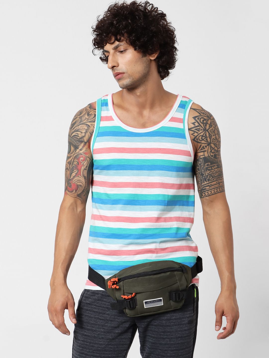 Multi-coloured Striped Vest