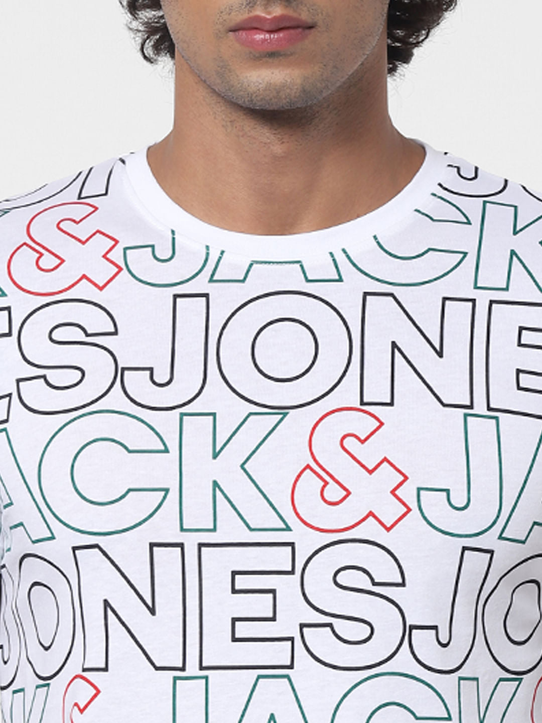 White All Over Logo Print Crew Neck T-shirt